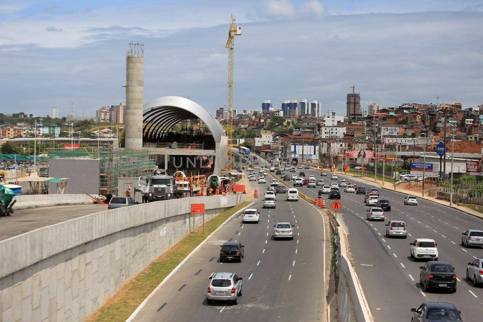 salvador, bahia, brazil - september 17, 2016: construction of Line 2 of the subway in the city of Salvador in the Paralela region, close to the Pernambues neighborhood.