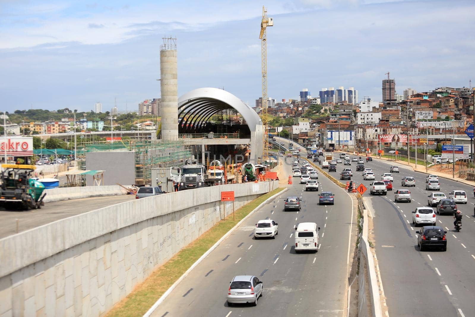 salvador, bahia, brazil - september 17, 2016: construction of Line 2 of the subway in the city of Salvador in the Paralela region, close to the Pernambues neighborhood.
