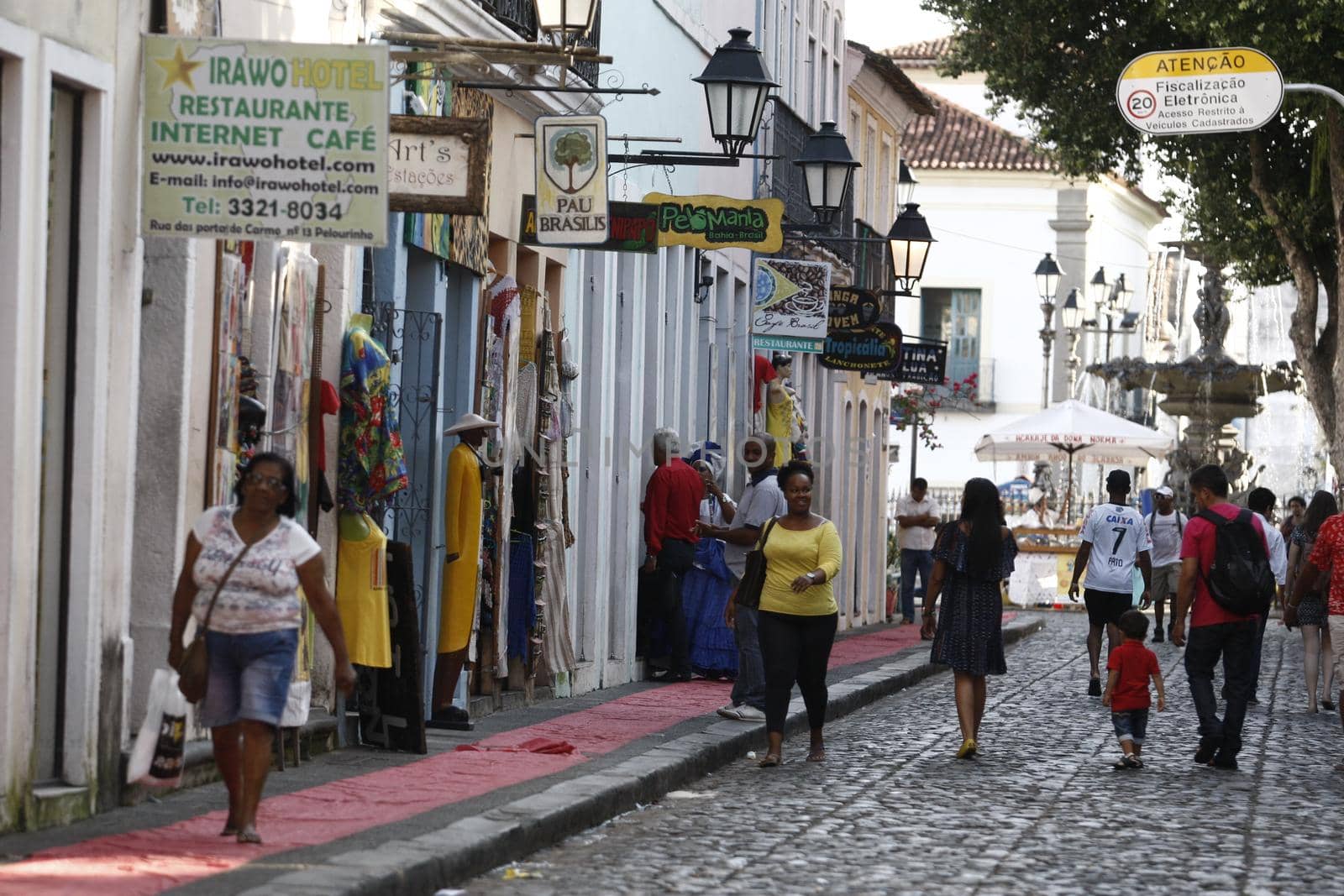 salvador, bahia / brazil - september 21, 2016: Tourists are seen by the streets of Pelourinho, Historic Center of Salvador.