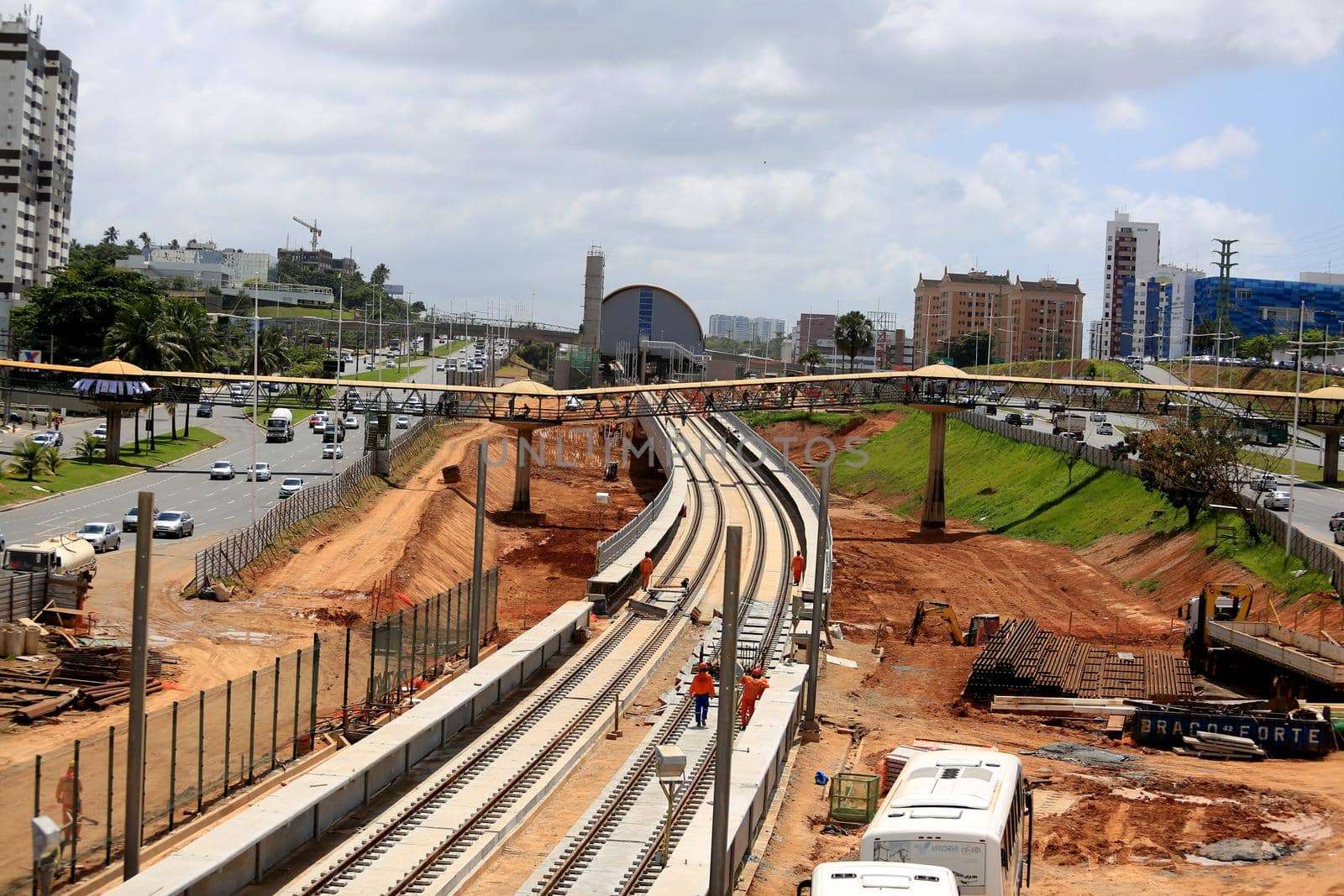 salvador, bahia / brazil - september 21, 2016: workers are seen working on the construction of Line 2 of the metro in the city of Salvador.