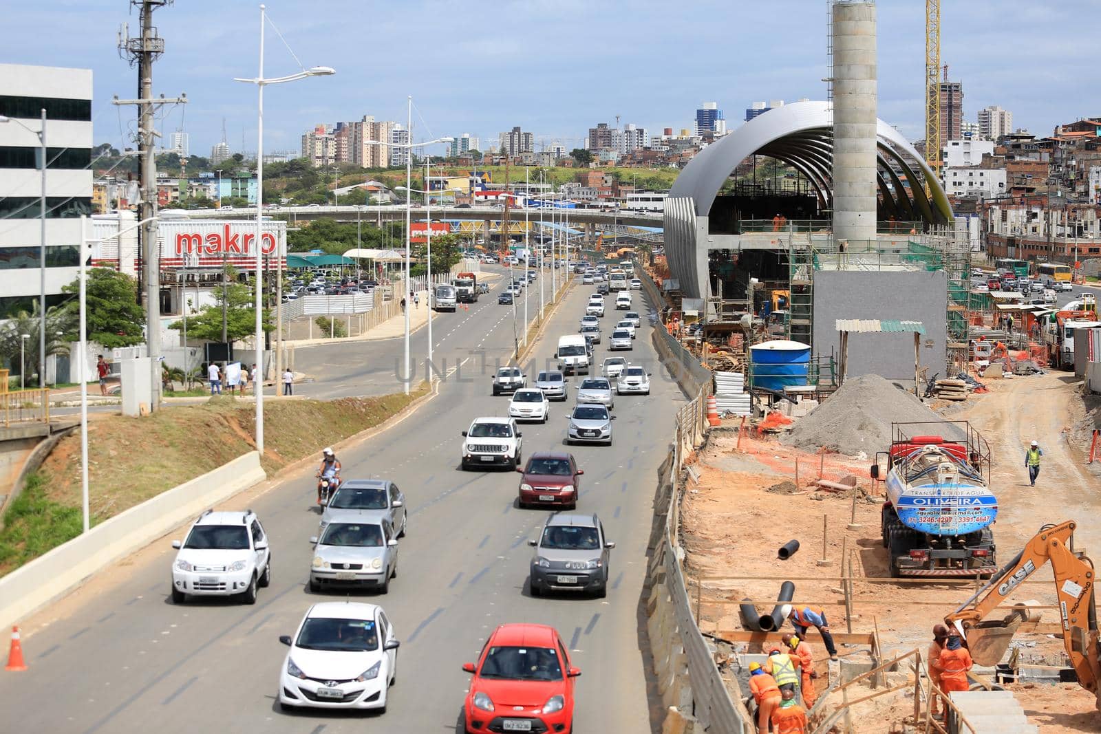 salvador, bahia, brazil - september 17, 2016: construction of Line 2 of the subway in the city of Salvador in the Paralela region, close to the Pernambues neighborhood.