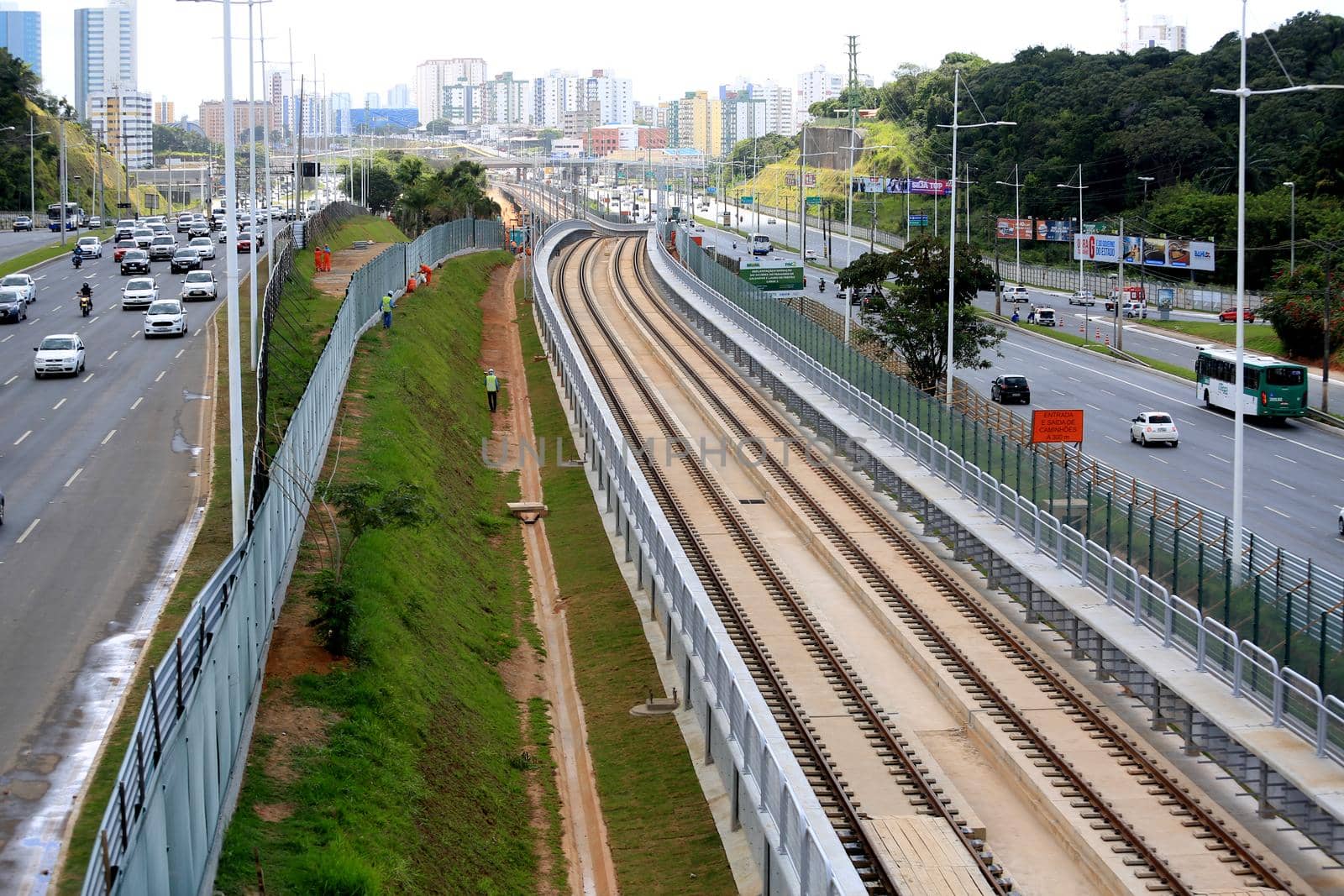 salvador, bahia / brazil - september 21, 2016: workers are seen working on the construction of Line 2 of the metro in the city of Salvador.