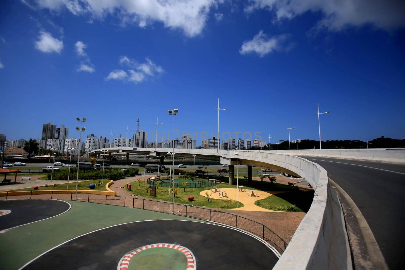 salvador, bahia, brazil - september 21, 2016: view of viaducts of the Imbuí Road Complex in the city of Salvador.