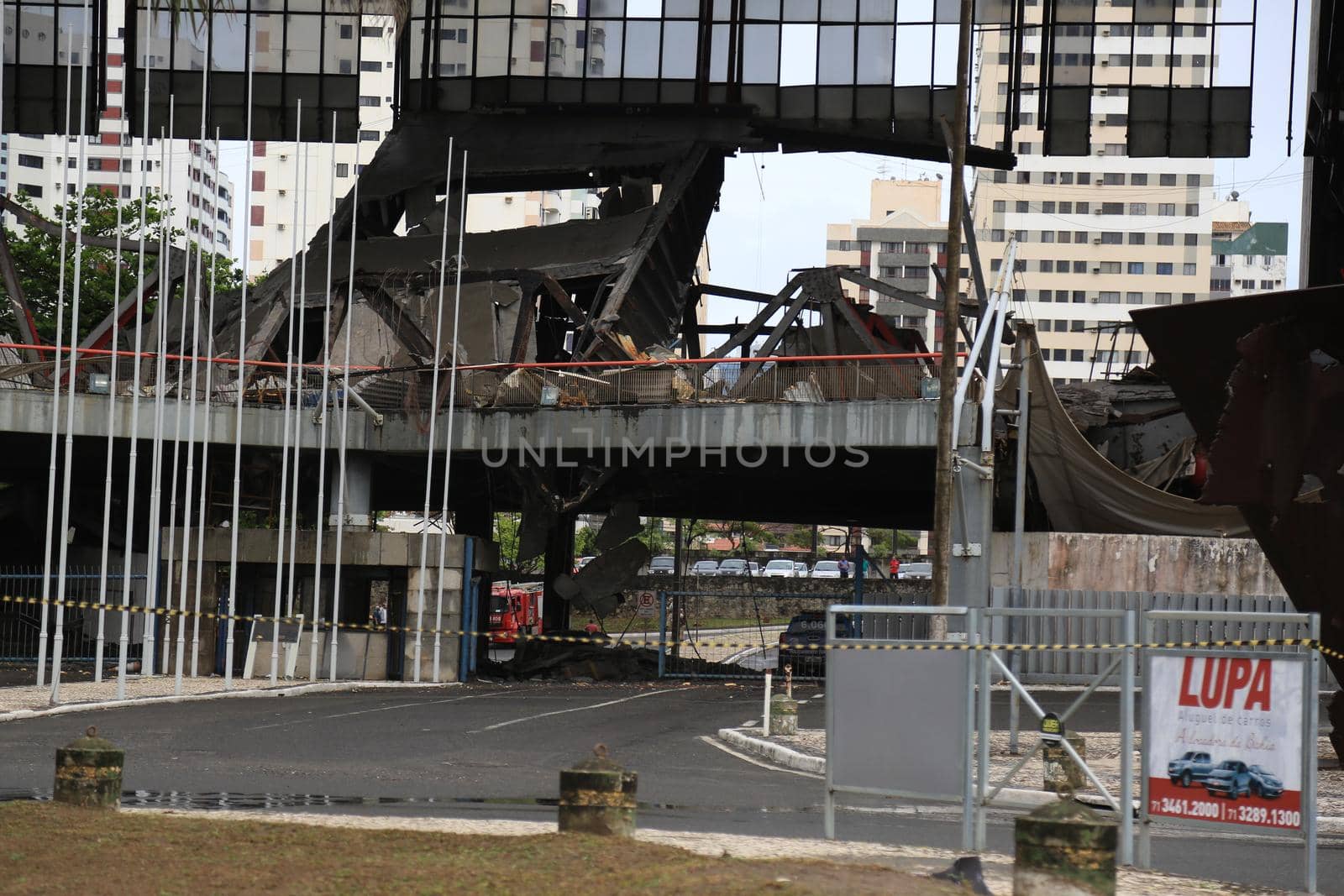 salvador, bahia, brazil - september 23, 2016: view of part of a floor of the Bahia Convention Center collapsed. The building that is in the Stiep neighborhood in Salvador.