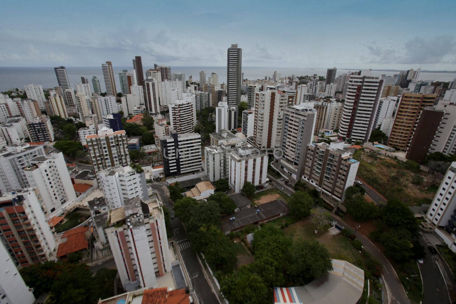 salvador, bahia, brazil - march 17, 2017: Aerial view of residential buildings in Barra neighborhood in Salvador city.