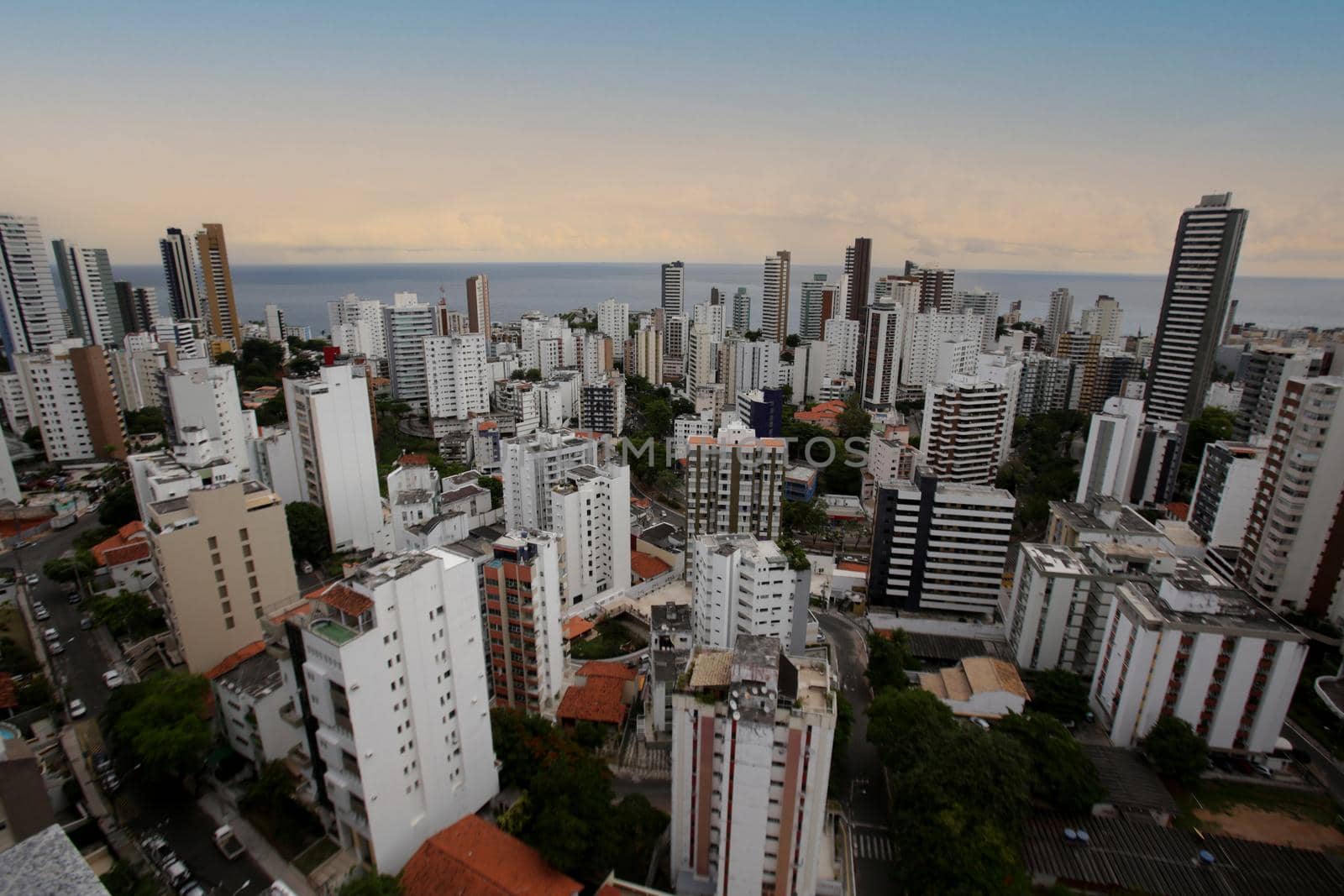 salvador, bahia, brazil - march 17, 2017: Aerial view of residential buildings in Barra neighborhood in Salvador city.