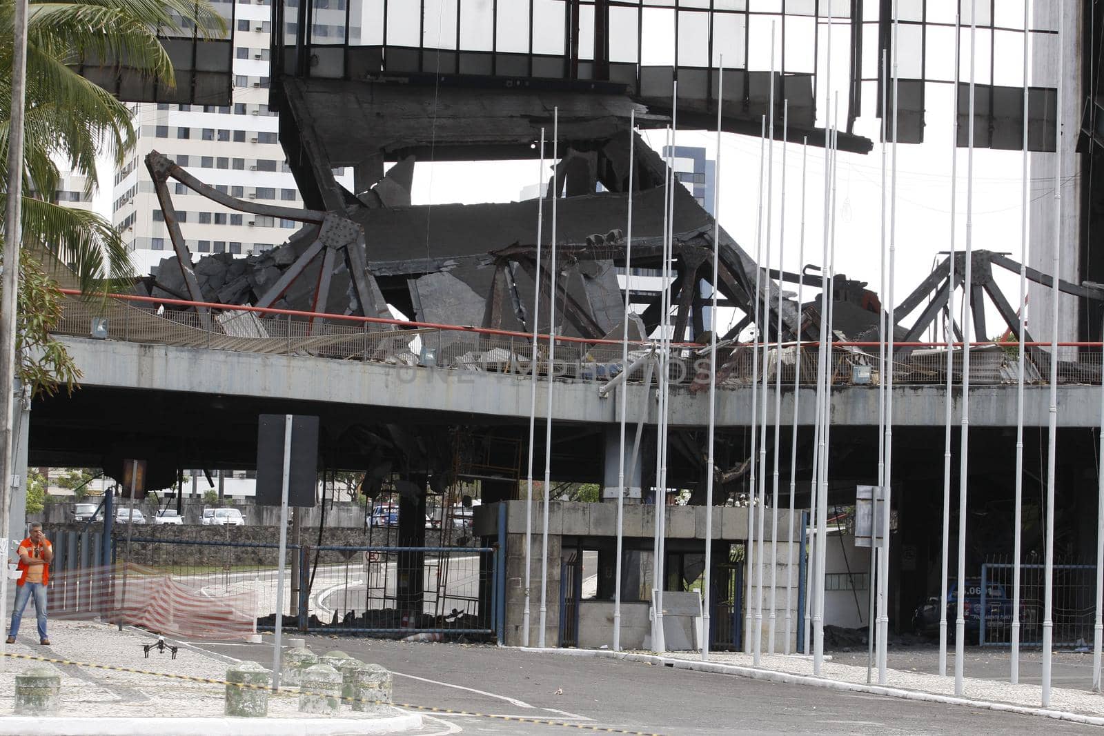 salvador, bahia, brazil - september 23, 2016: view of part of a floor of the Bahia Convention Center collapsed. The building that is in the Stiep neighborhood in Salvador.
