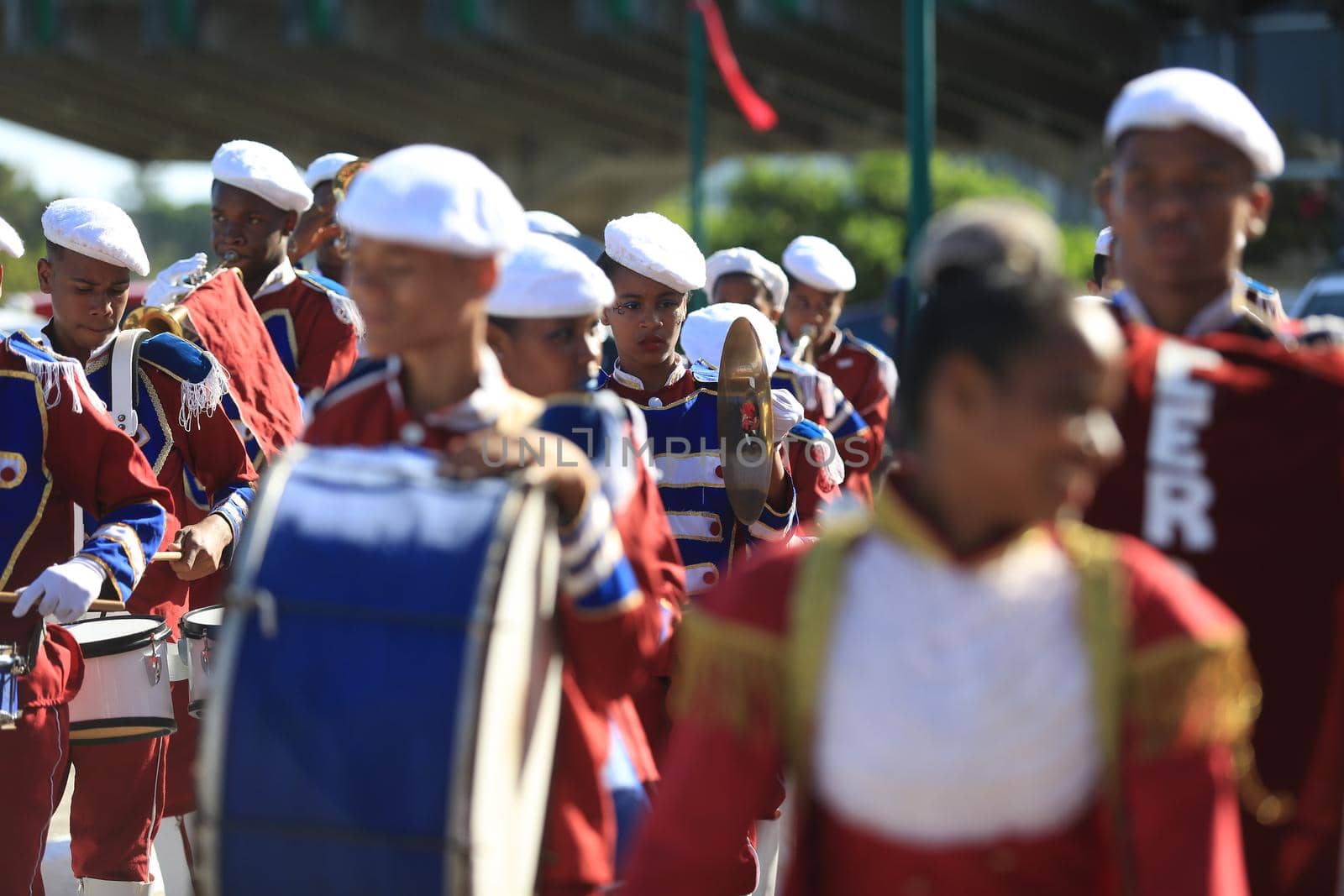 salvador, bahia / brazil - october 14, 2016: Members of Estada da Bahia public school fanfares are seen during a performance at the Bahia Administrative Center in Salvador.