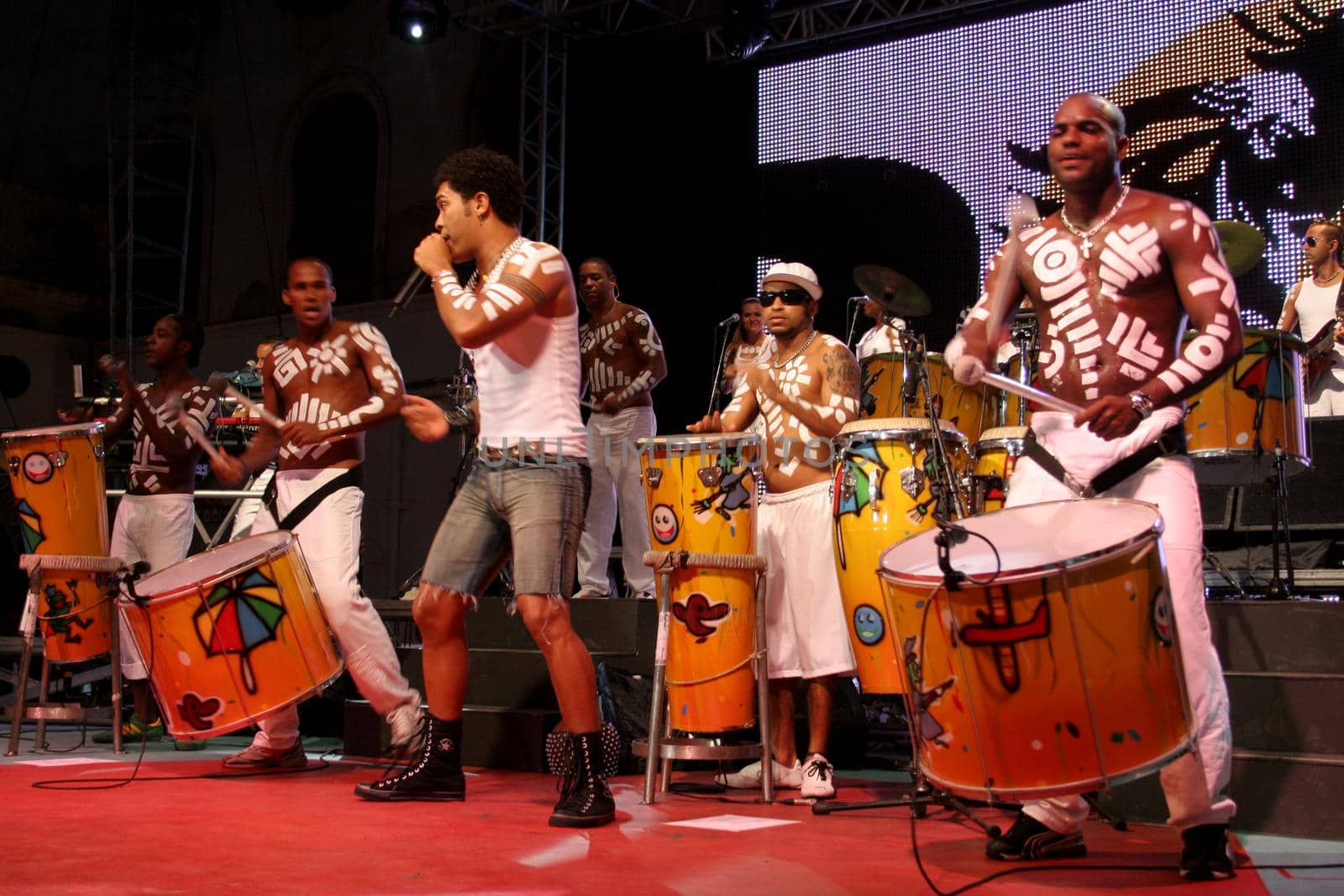 salvador, bahia, brazil - march 1, 2007: Denny Denan, lead singer of the band Timbalada during an appearance at the Museu do Ritimo in the city of Salvador.