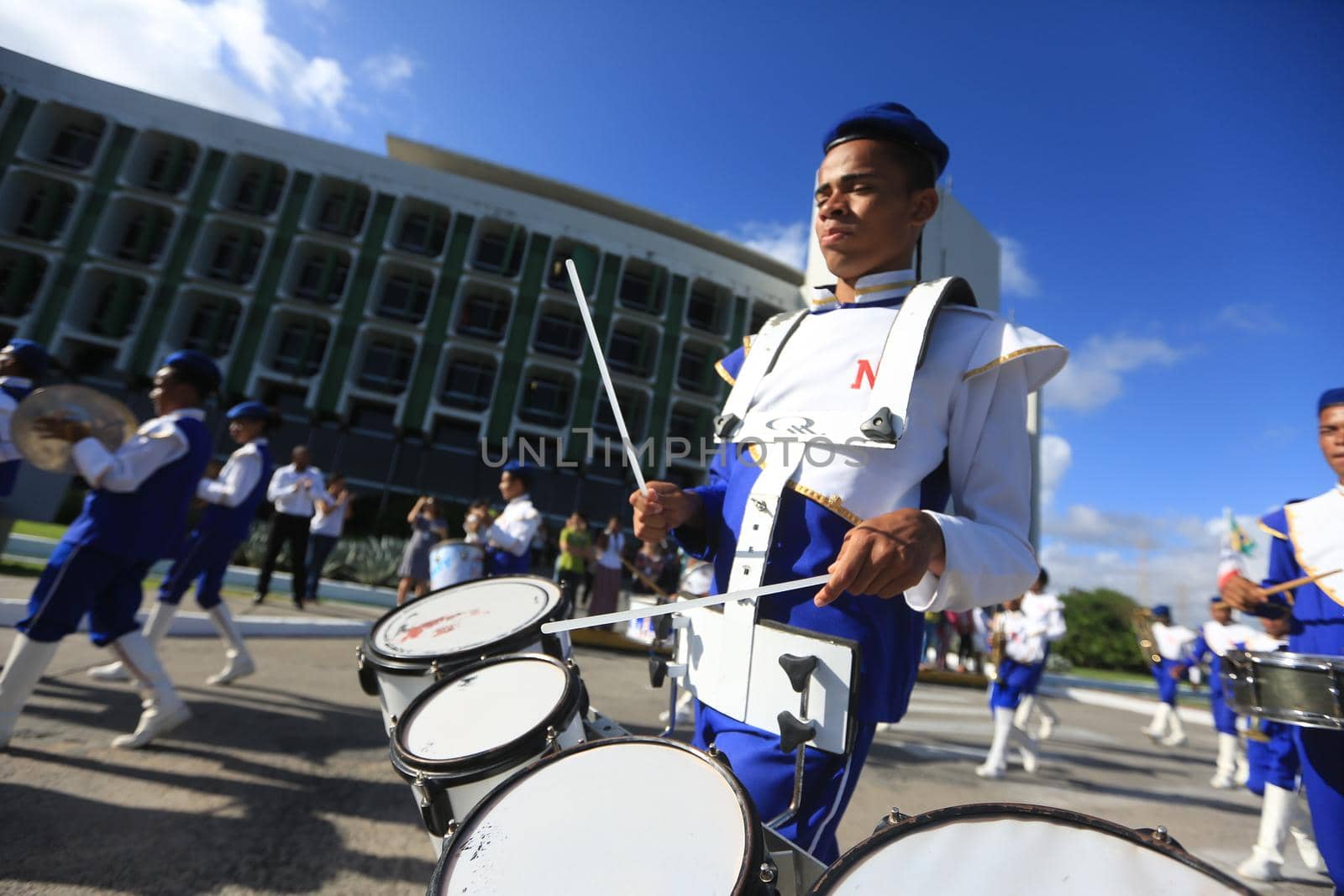 salvador, bahia / brazil - october 14, 2016: Members of Estada da Bahia public school fanfares are seen during a performance at the Bahia Administrative Center in Salvador.