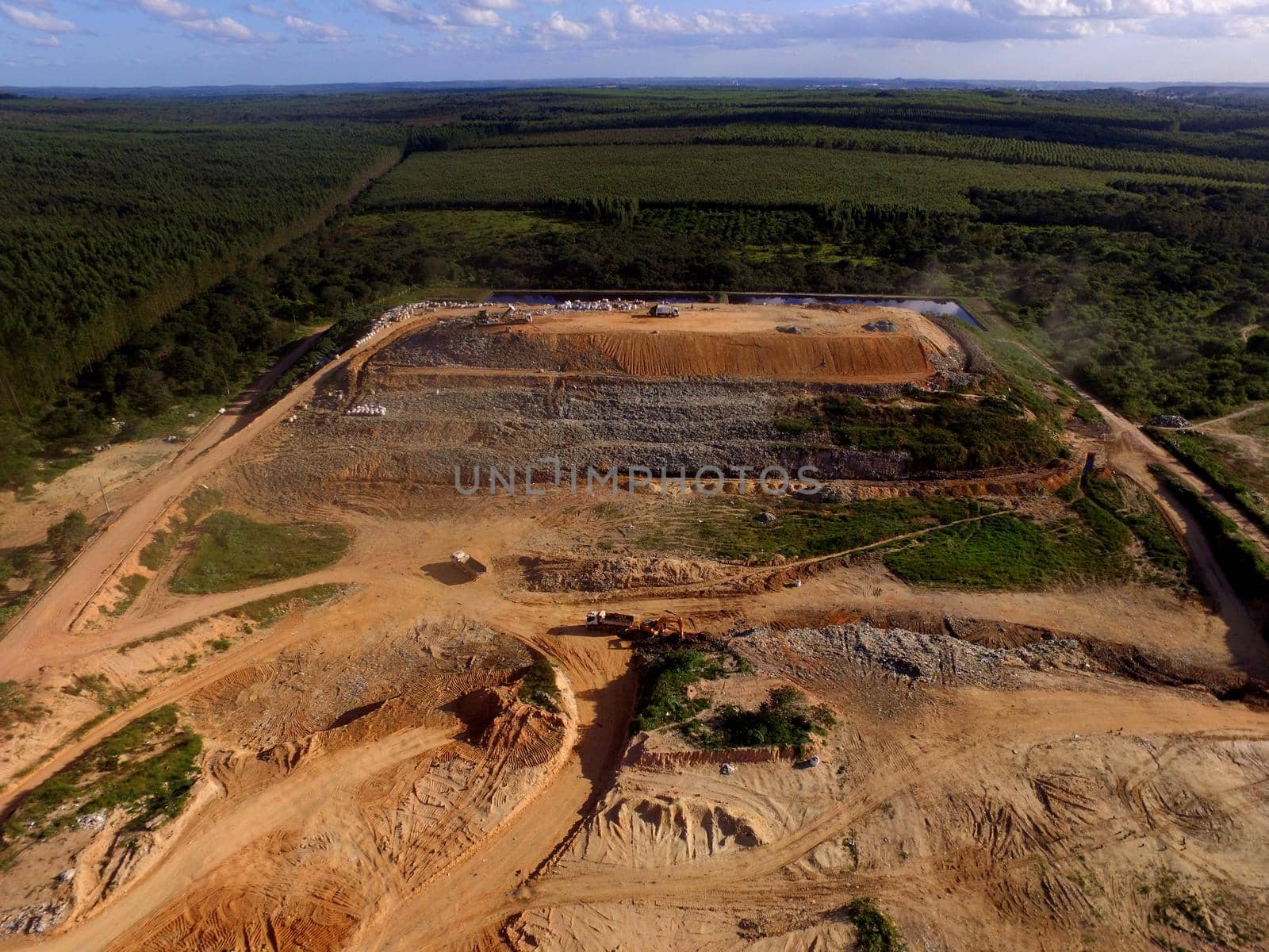 alagoinhas, bahia, brazil - may 2, 2019: aerial view of a landfill in the city of Alagoinhas.