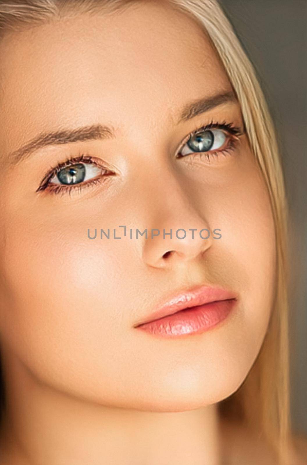 Natural beauty and no make-up look, beautiful young woman as skin care cosmetics and feminine brand concept, face portrait by Anneleven