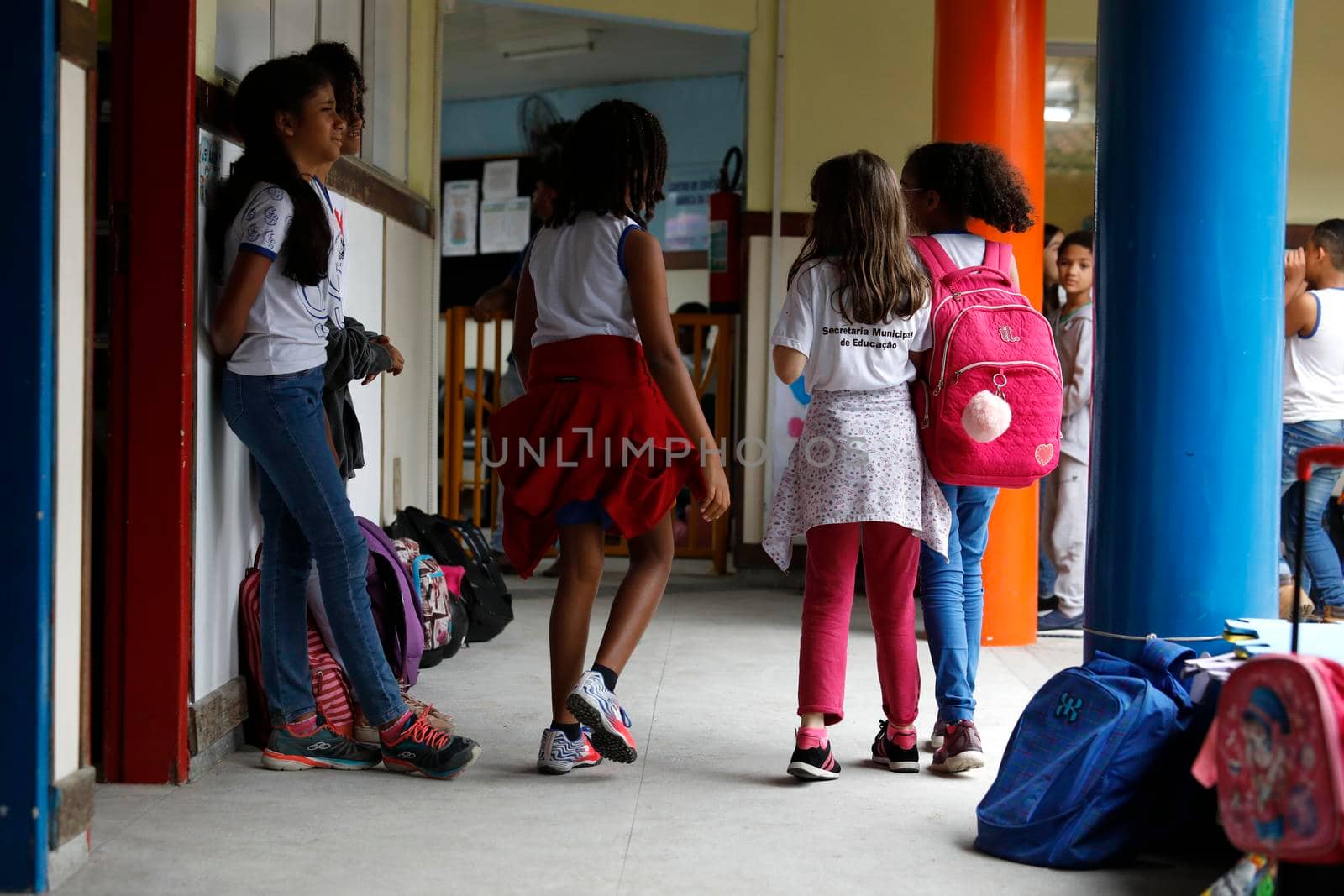 feira de santana, bahia, brazil - july 10, 2019: Students are seen in the classroom of a Feira de Santana municipal public school.