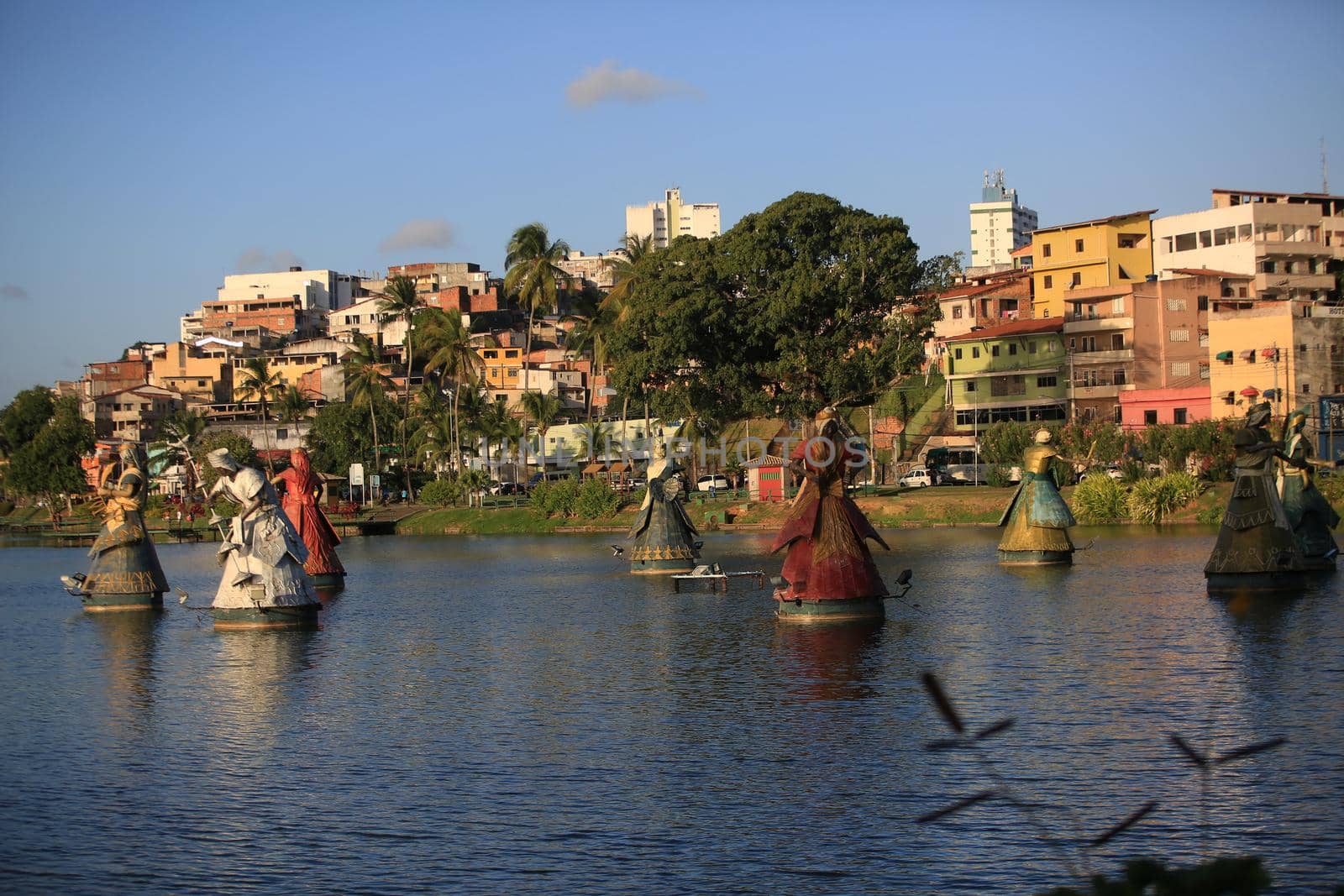 salvador, bahia / brazil - january 19, 2018: Orixa monuments seen at the Itororo Dike in Salvador.