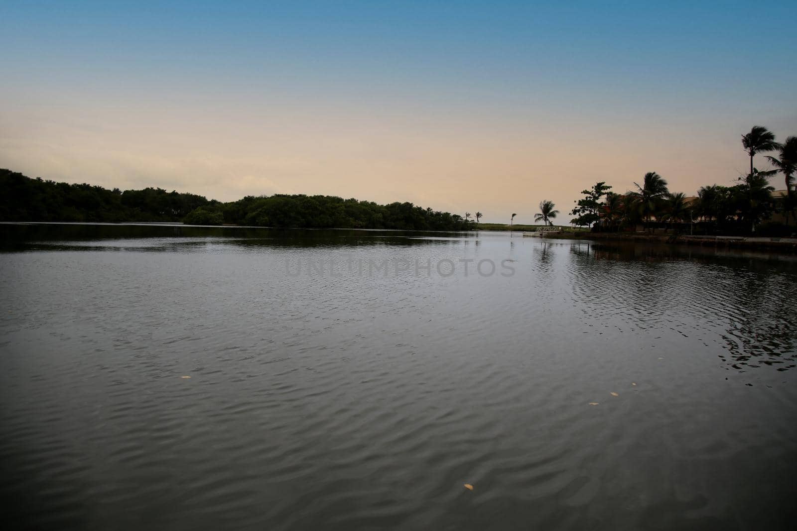 lauro de freitas, bahia, brazil - november 20, 2017: View of the river Joanes in the region of Lauro de Freitas. the water of the river receives domestic sewage from the metropolitan region of Salvador.