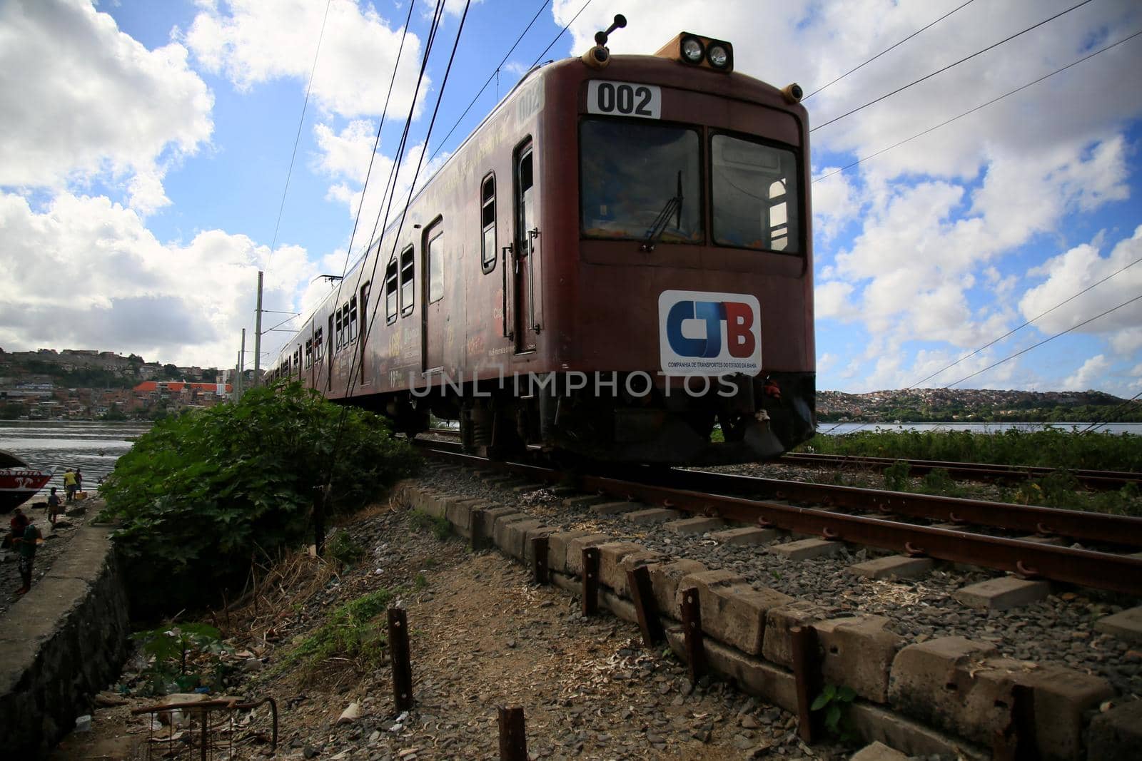 salvador, bahia, brazil - february 12, 2021: suburban train traveling in the region of Sao Joao do Cabrito, in Salvador. The system will cease to operate for the implementation of the VLT.