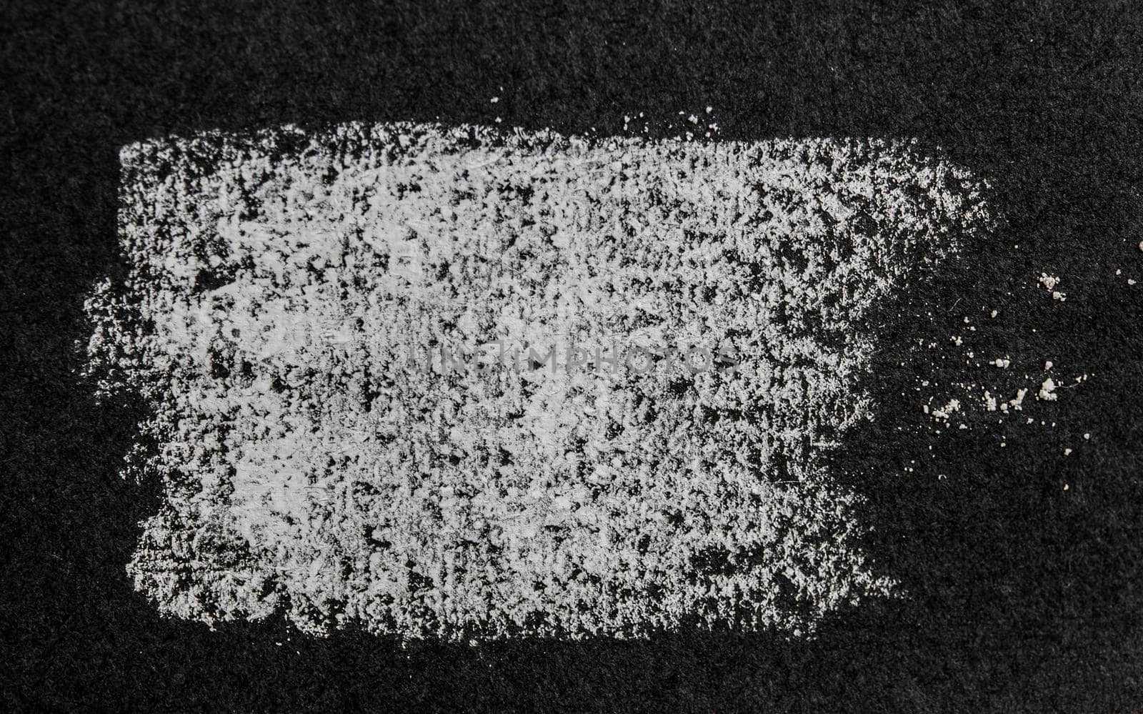 Grunge white chalk art brush in square line shape on black board background. Decoration and design element