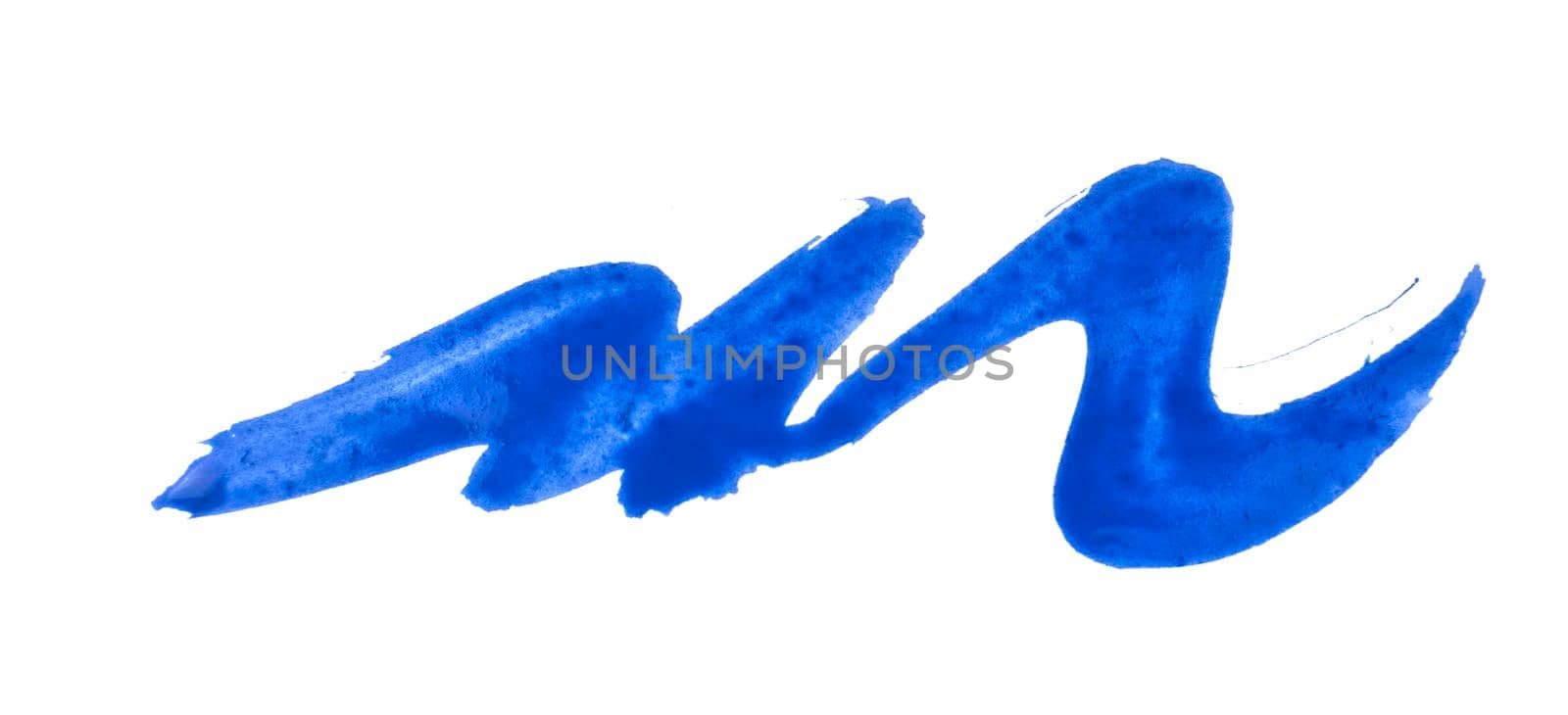 blue paint brush stroke isolated on white background