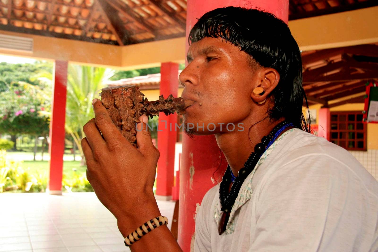 porto seguro, bahia / brazil - april 13, 2009: Indians of the Pataxo ethnicity are seen in the village of Barra Velha, in the municipality of Porto Seguro.