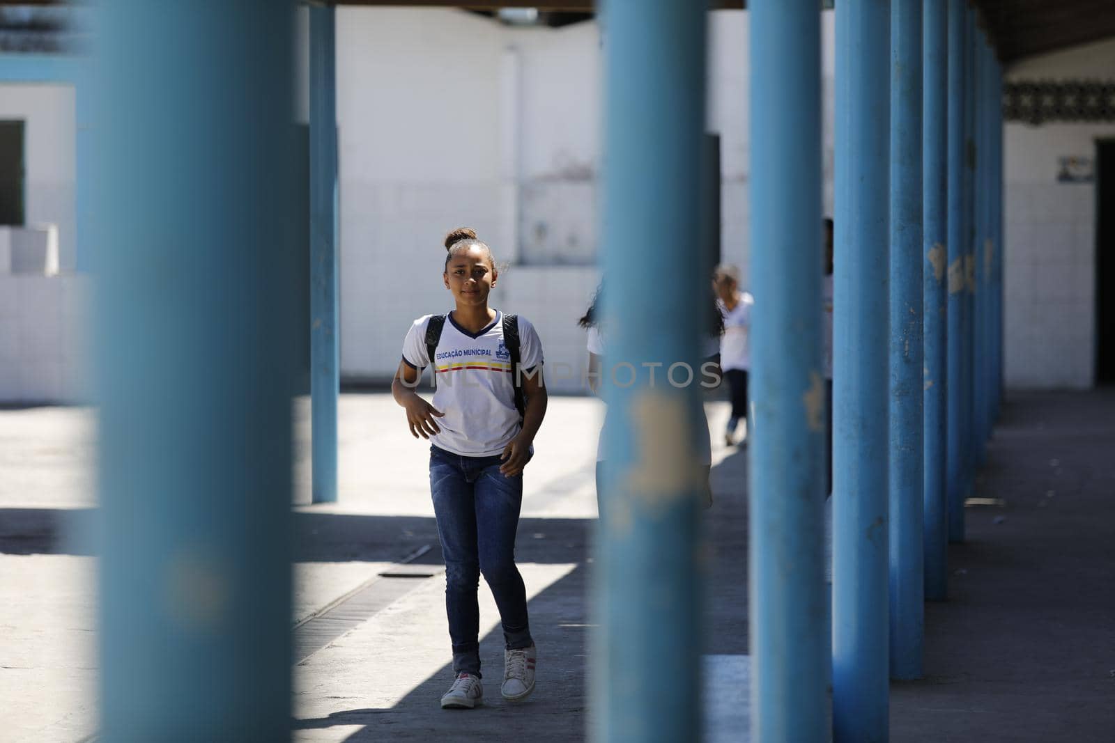 santo antonio de jesus, bahia, brazil - august 7, 2019: Students are seen in the courtyard of a public school in the city of Santo Antonio de Jesus.