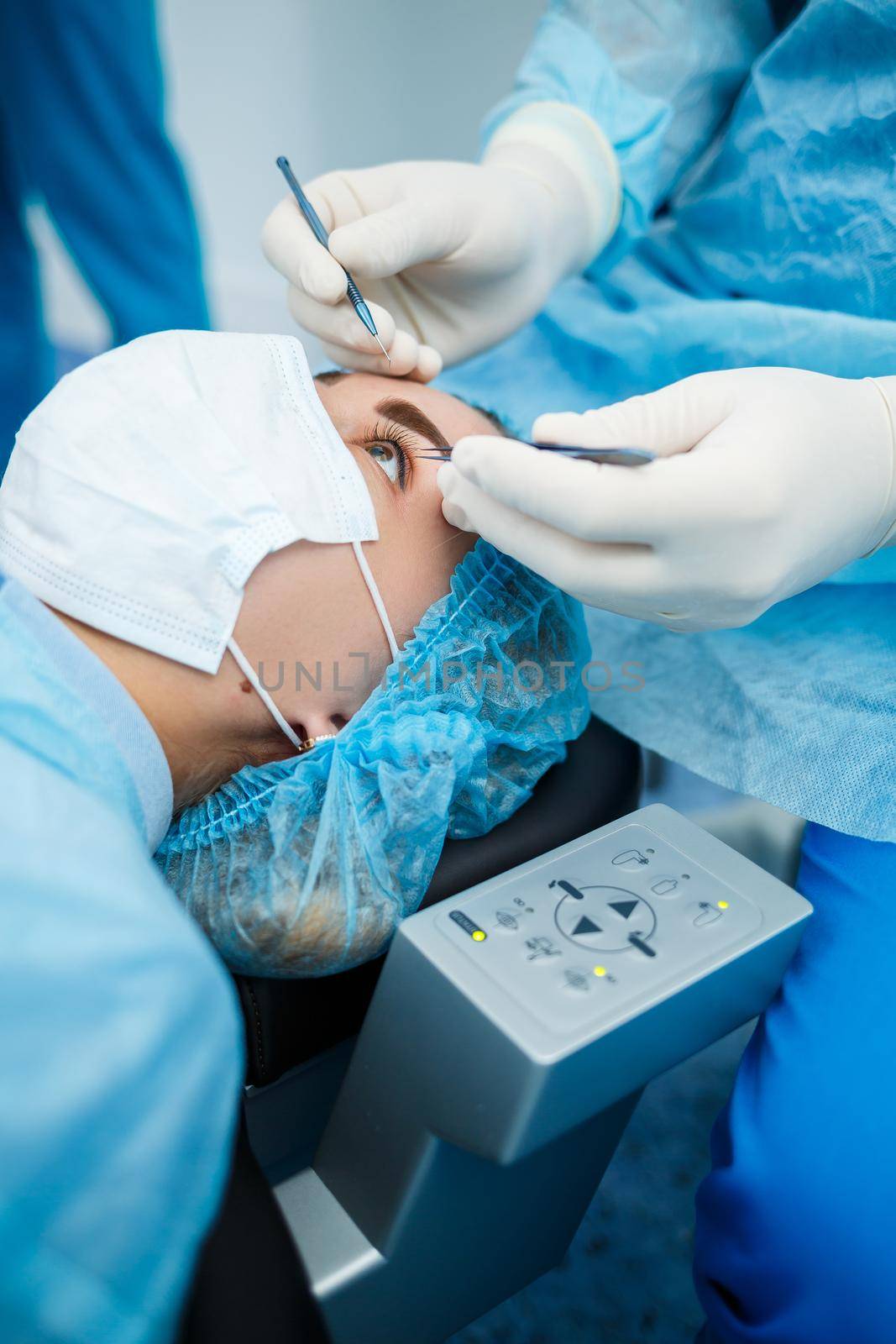 Medical laser eye correction. Medicine technology eye operation.
