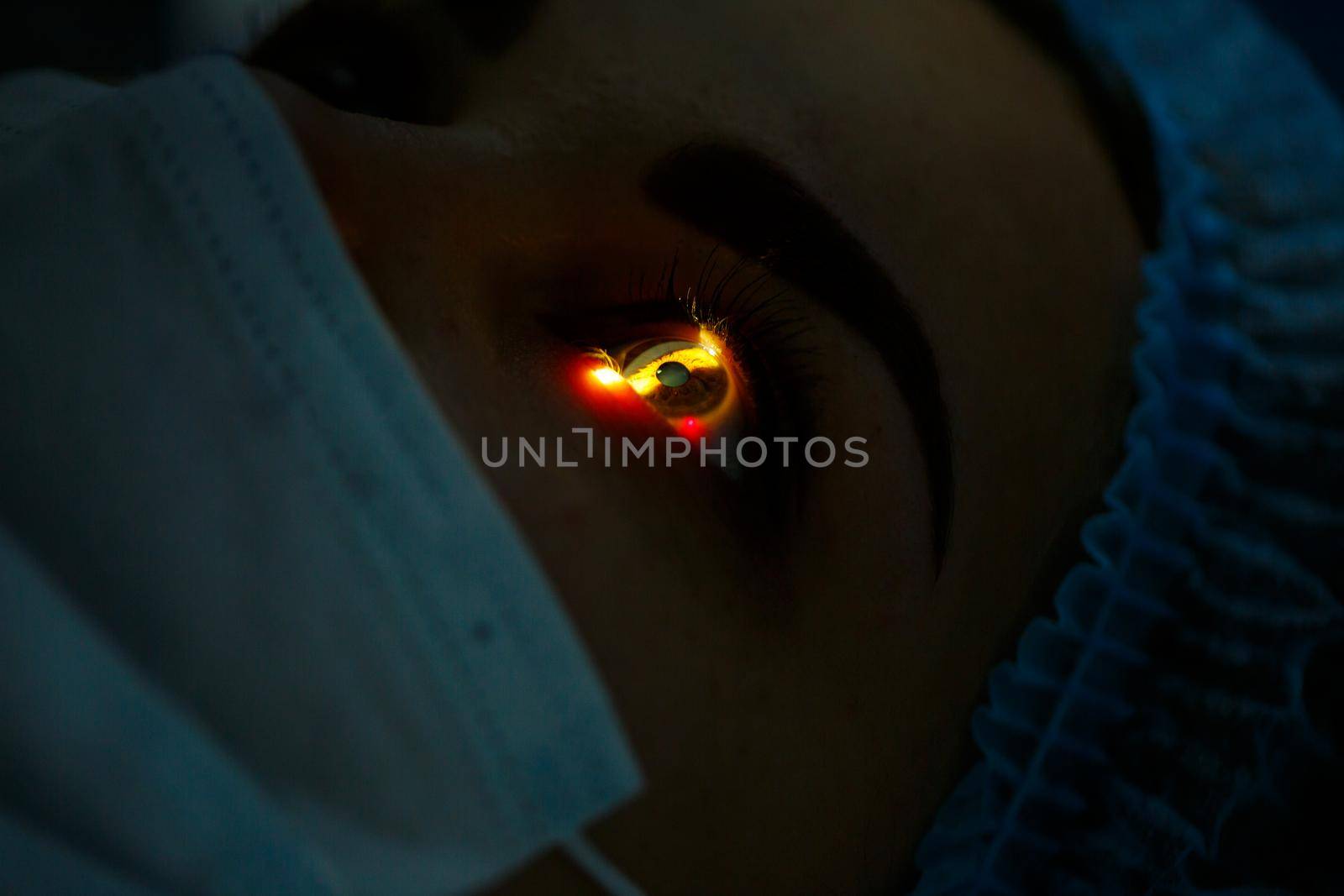 Medical laser eye correction. Medicine technology eye operation.