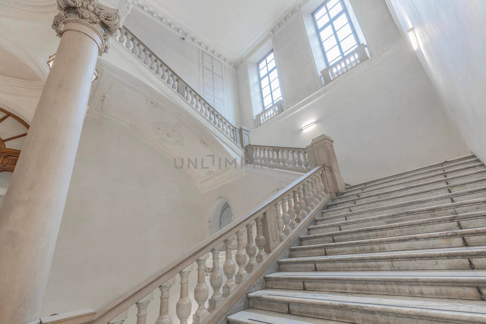 Luxury staircase made of marble in an antique Italian palace by Perseomedusa