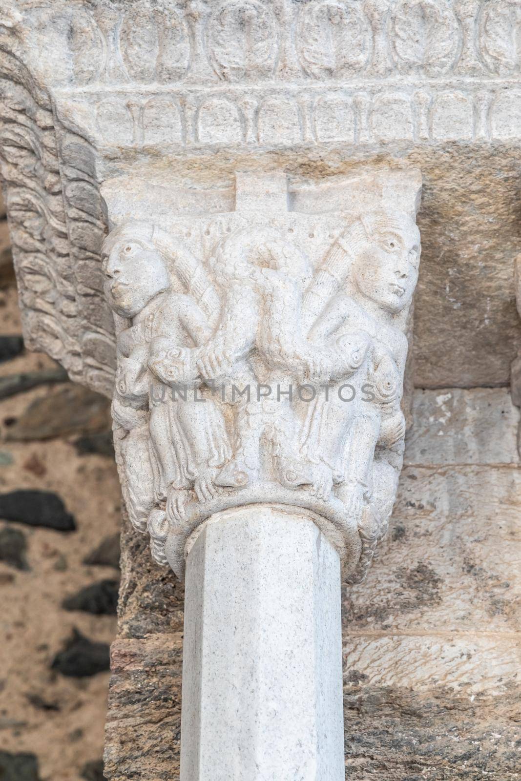 St Michael Abbey - Sacra di San Michele - Italy. Gargoyle monster sculpture, 11th Century