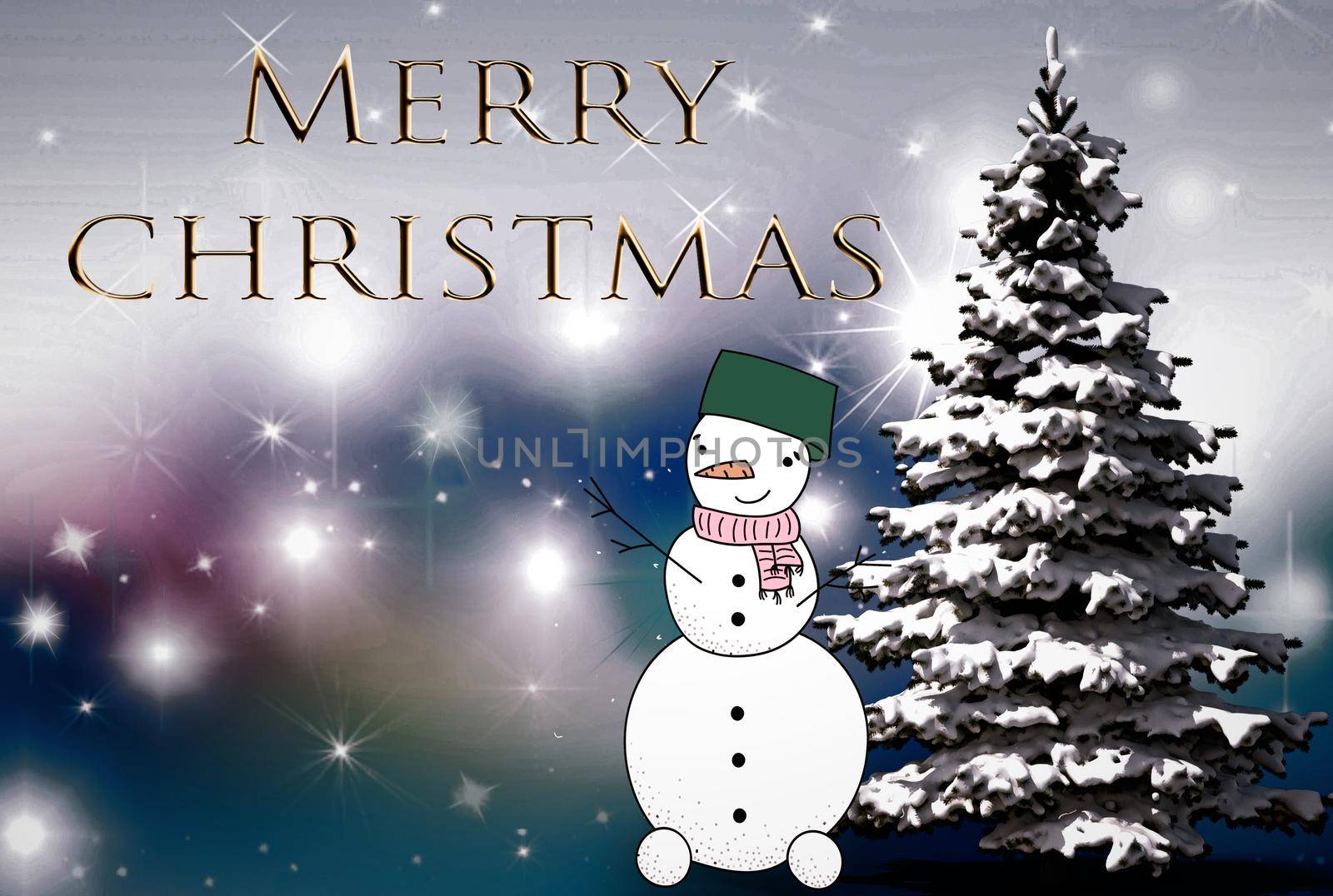 Christmas greeting card with the image of a snowman. by georgina198