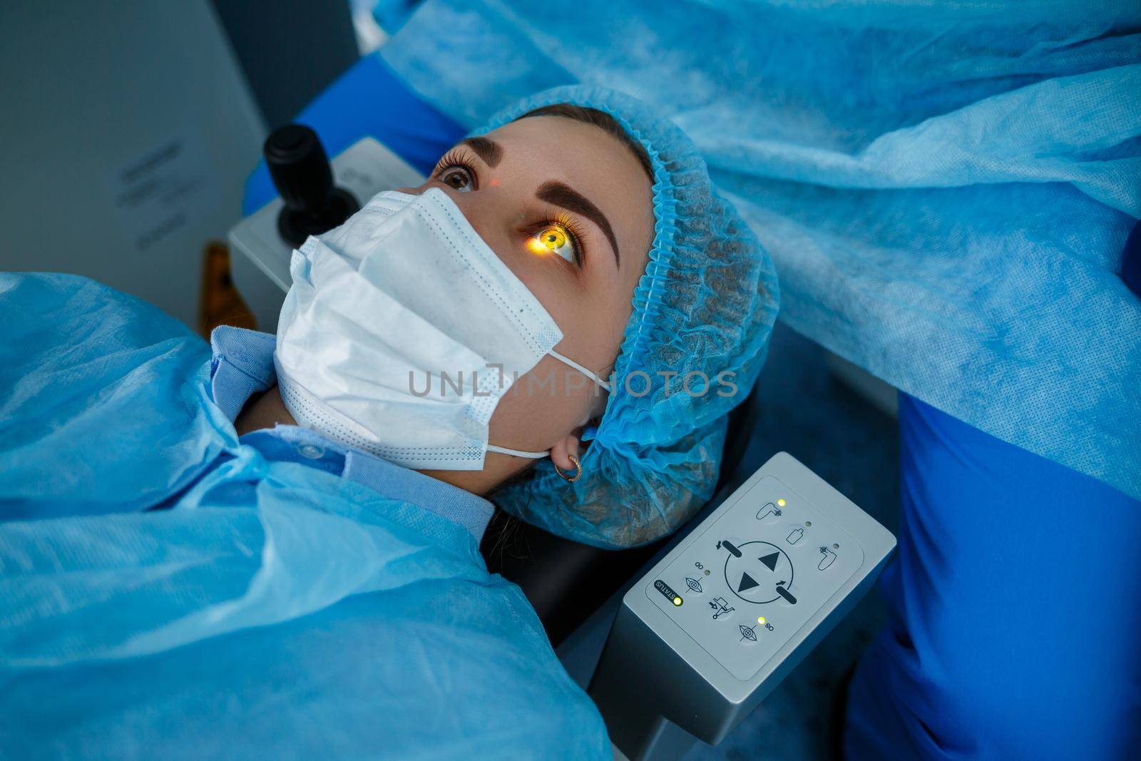 Medical laser eye correction. Medicine technology eye operation.