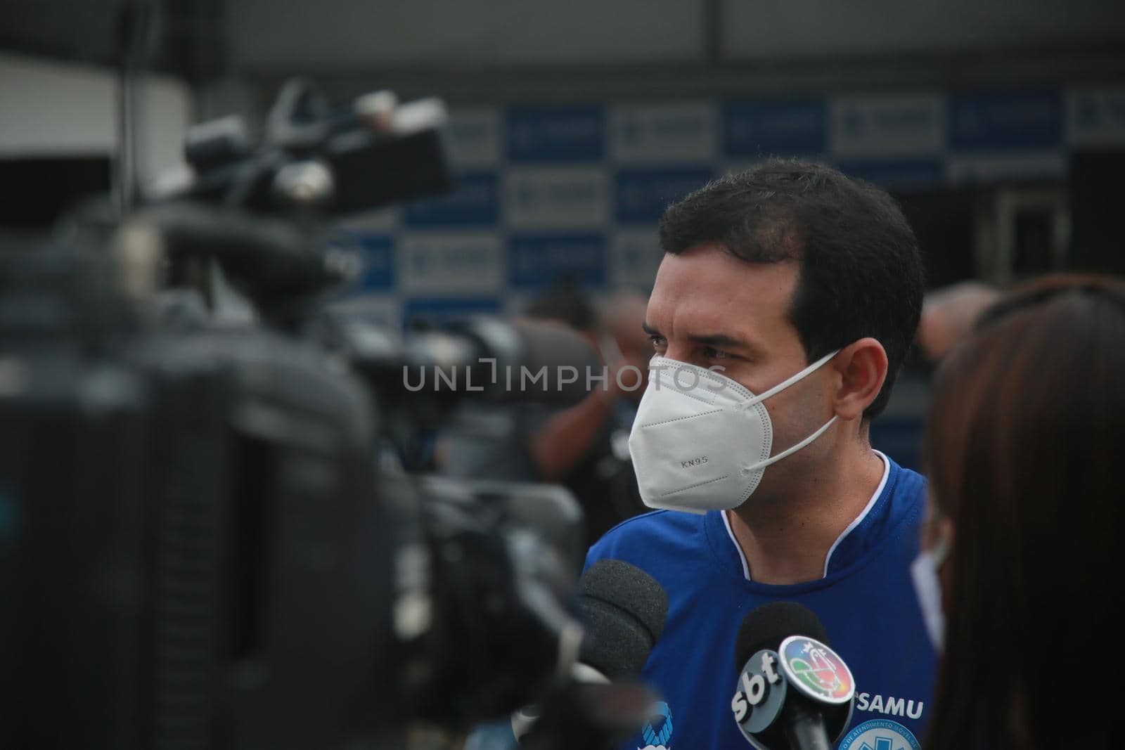 salvador, bahia, brazil - december 17, 2021: Leo Prates, secretary of health for the city of Salvador talks about the flu epidemic in the city.