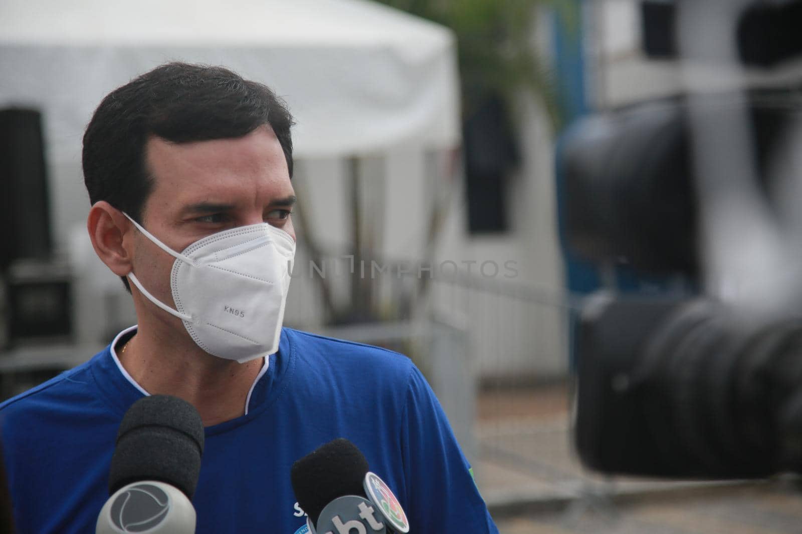 salvador, bahia, brazil - december 17, 2021: Leo Prates, secretary of health for the city of Salvador talks about the flu epidemic in the city.