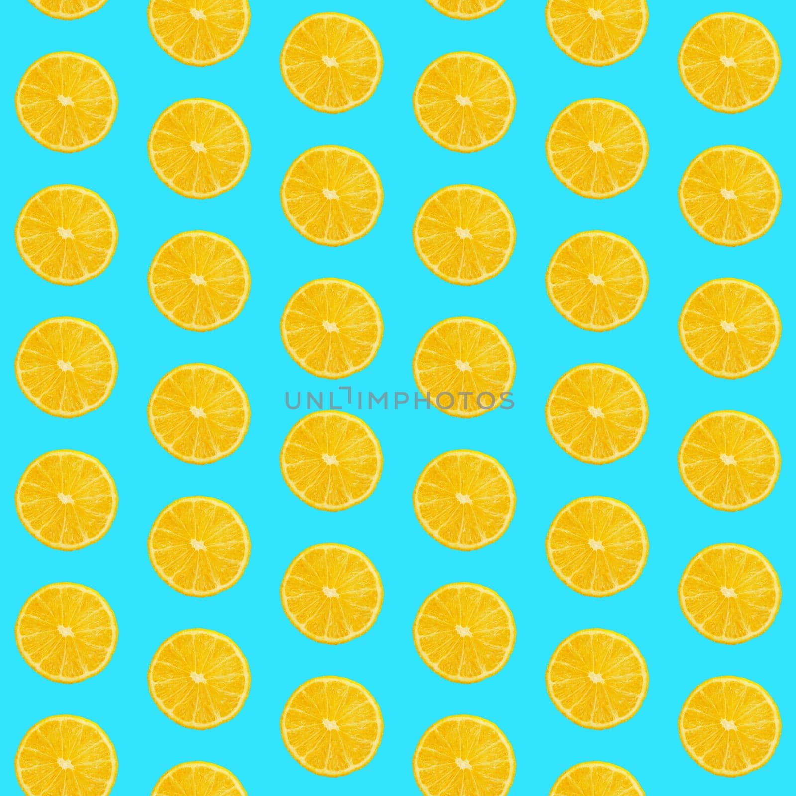 Seamless pattern of oranges on blue background by BreakingTheWalls