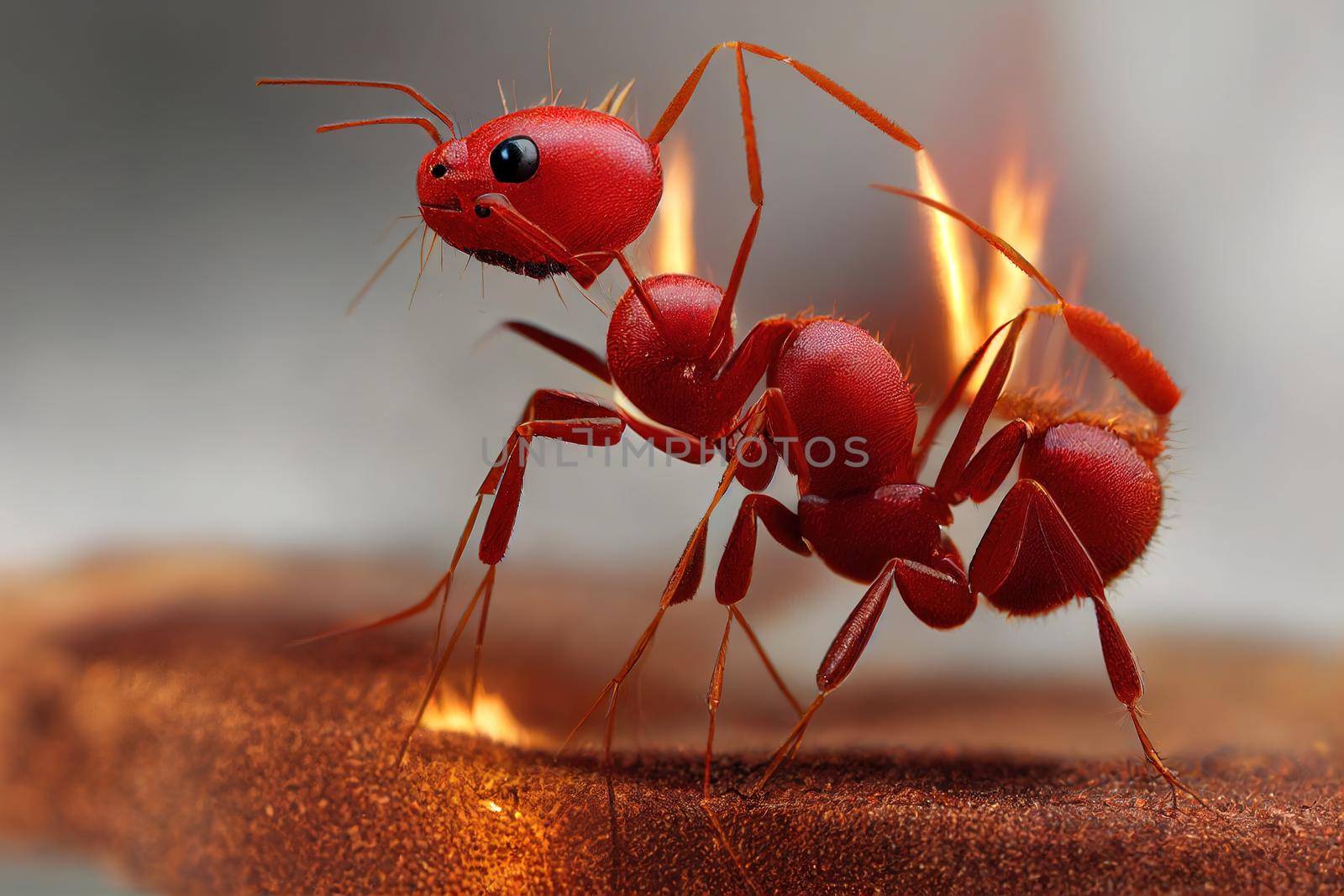 3D Realistic Red imported fire ant, Action of fire ant