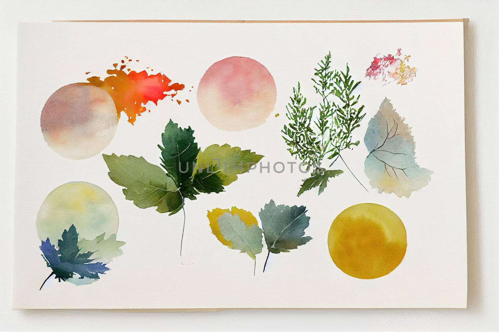 Natural watercolor set, isolated on white. High quality illustration