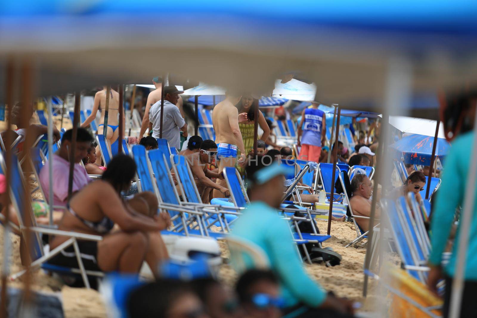 salvador, bahia / brazil - february 21, 2016: People are seen at the Porto da Barra beach in Salvador.
