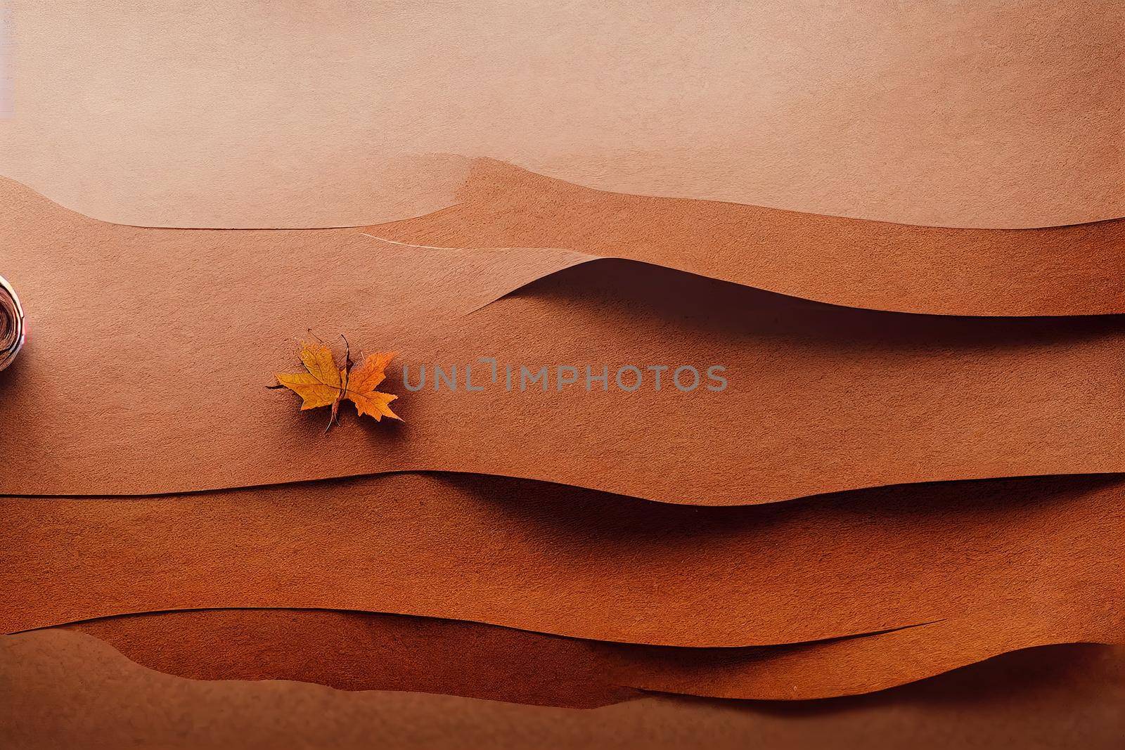 Minimalism autumn composition Dry brown oak with empty notepad on paspel background Top view Atmospheric fall flat lay Hygge, thanksgiving day concept Mock up , anime style