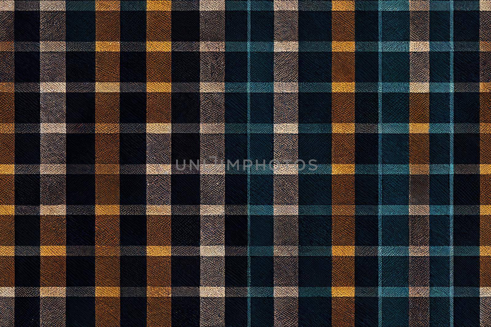 indigo tones colored modern distressed tartan on natural fabric textile textures background with vintage grid seamless textured design.