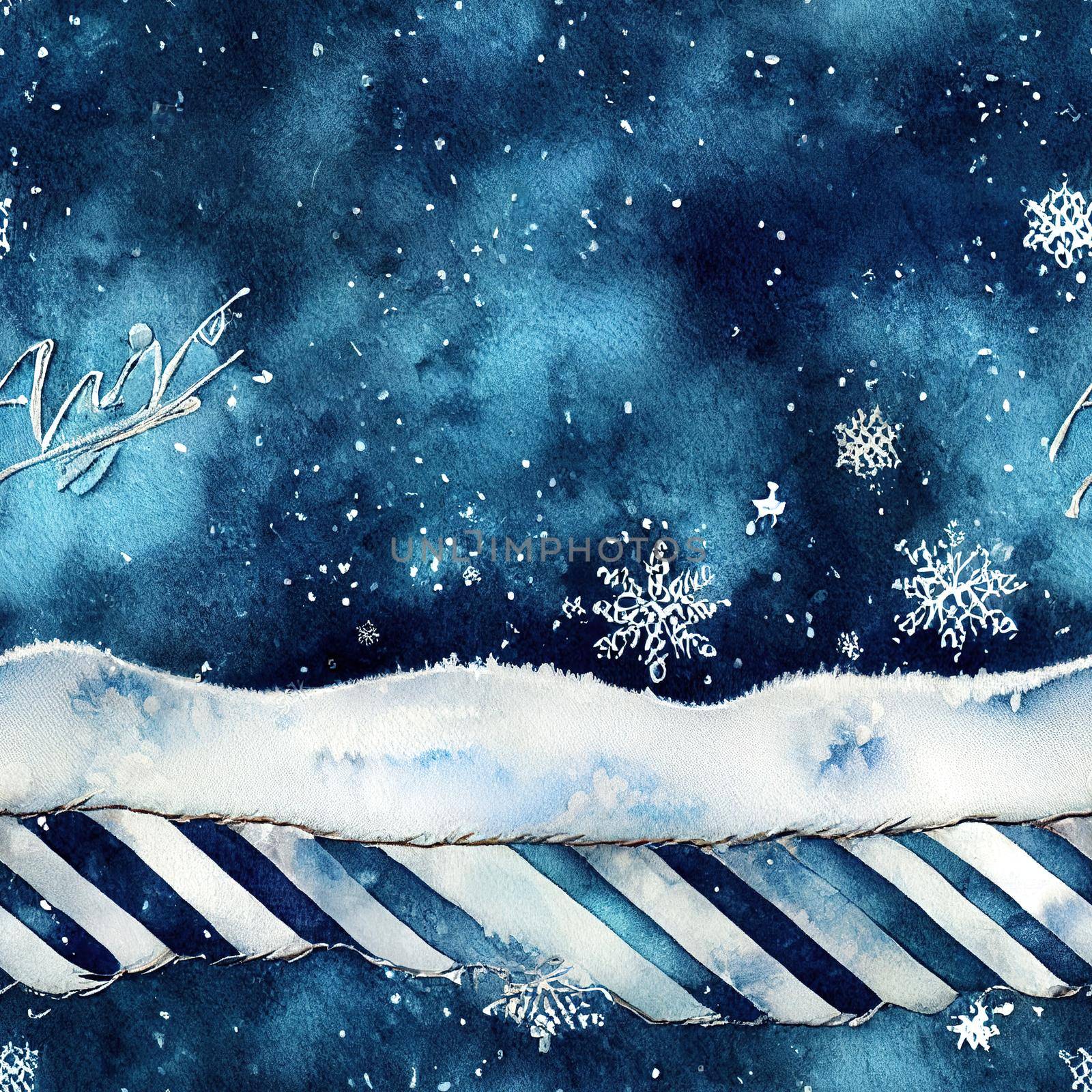 Denim Christmas Banner. Sky Seamless Banner. White Cold Artistic by 2ragon