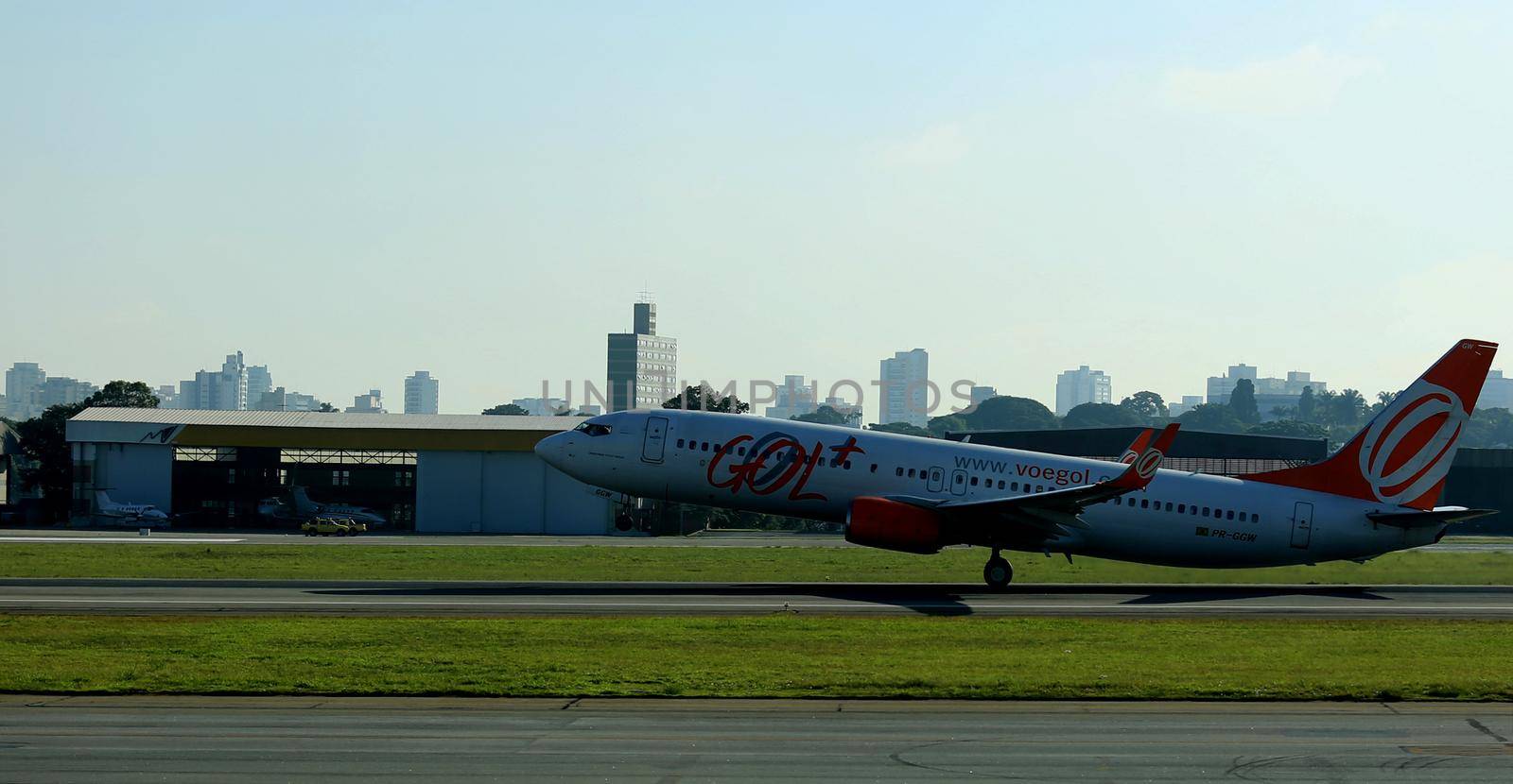 sao paulo, sp/brazil - February 11, 2017: Boeing of Gol Linhas Aereas seen during takeoff from Congonhas Airport in Sao Paulo city.