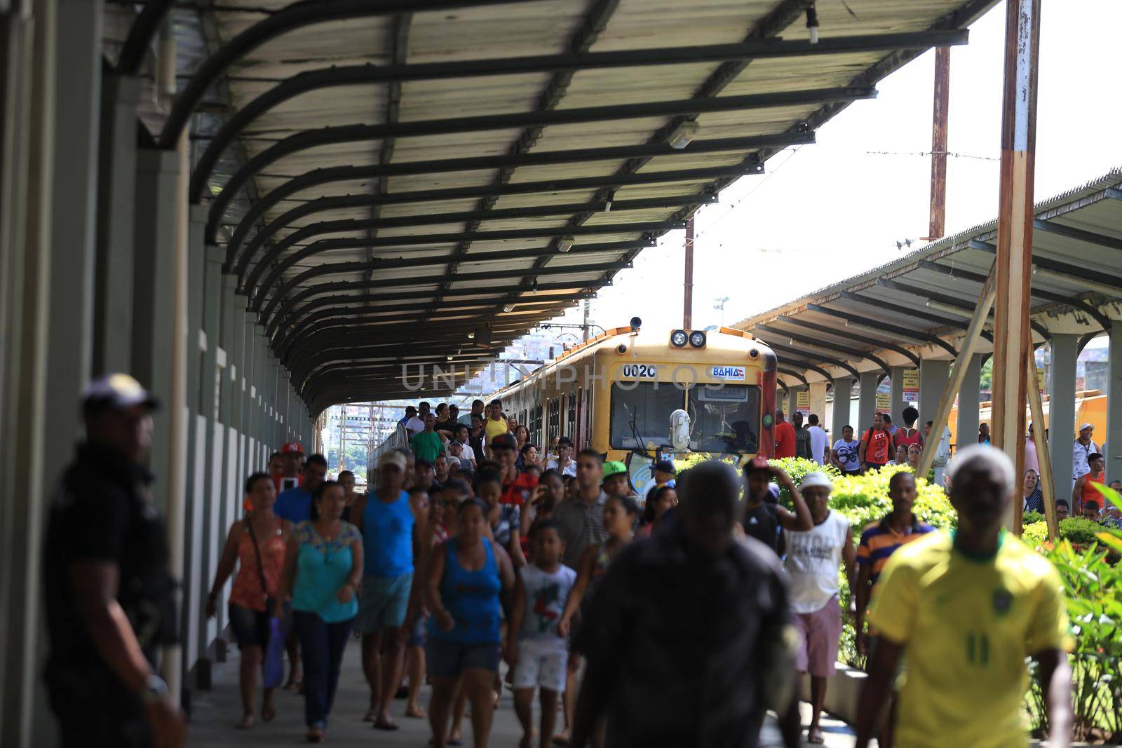 salvador, bahia, brazil - september 17, 2016: Suburban train station in Calcada neighborhood in Salvador.