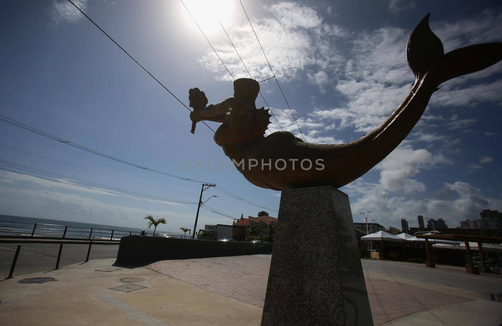 salvador, bahia, brazil - january 17, 2018: mermaid sculpture symbolizing the orixa Iemanja seen in the Rio Vermelho neighborhood in the city of Salvador.