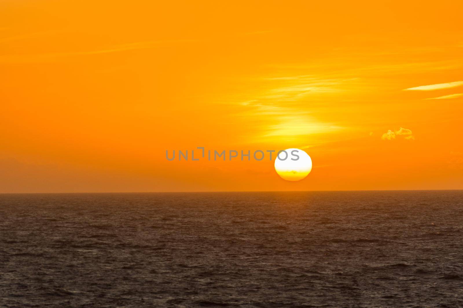 Ibiza sunset from Cala Conta Comte in San Jose at Balearic Islands Spain.