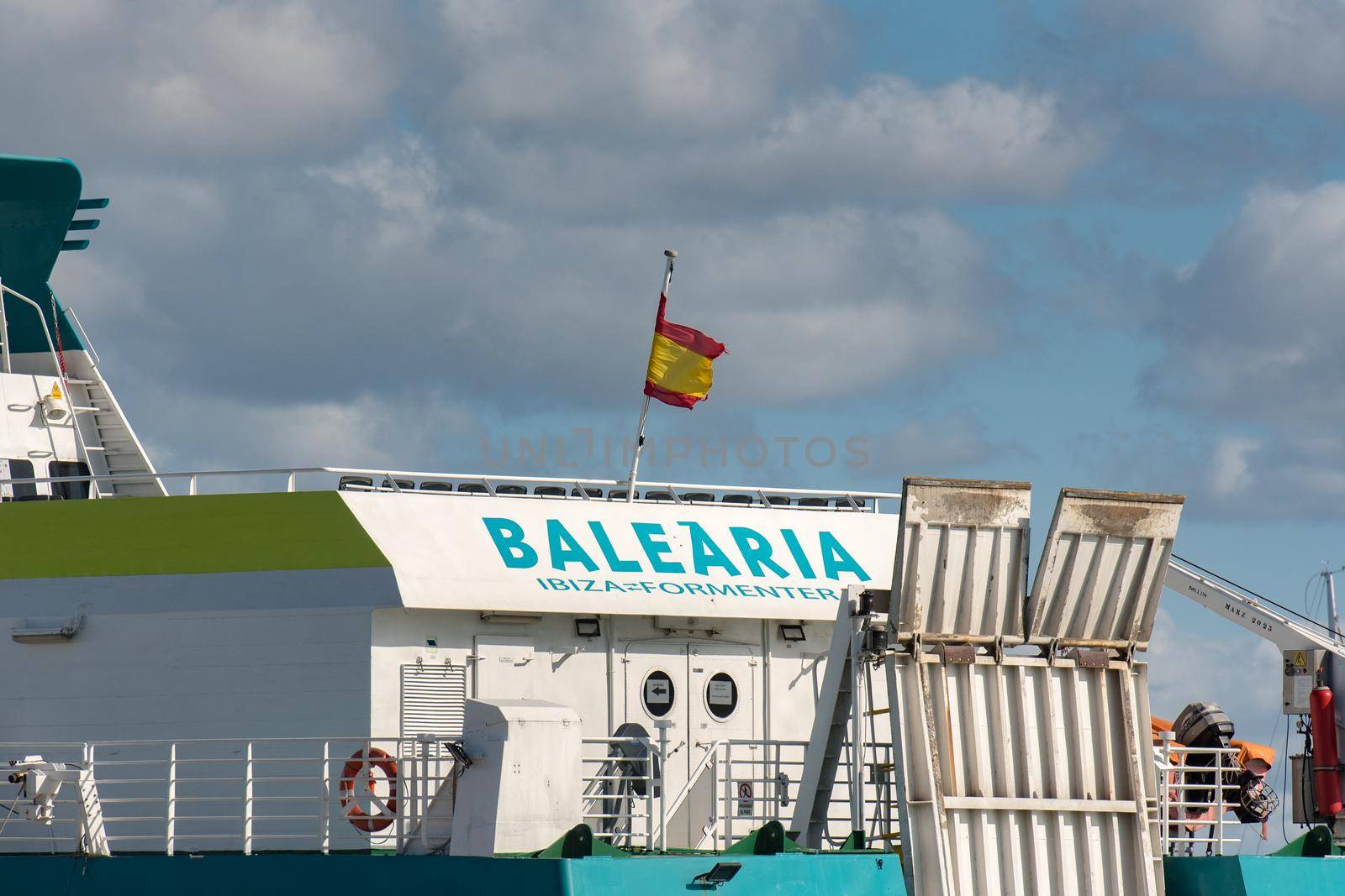 Sant Antoni de Portmany, Ibiza, Spain : NOV 8 2019 : Sunny day in the port of Sant Antoni de POrtmany, Ibiza, Spain.