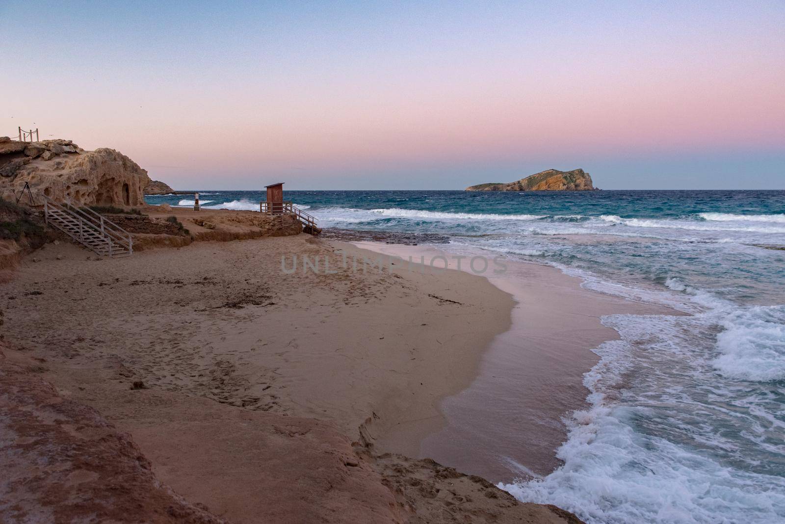 Ibiza sunshine from Cala Conta Comte in San Jose at Balearic Islands Spain. by martinscphoto