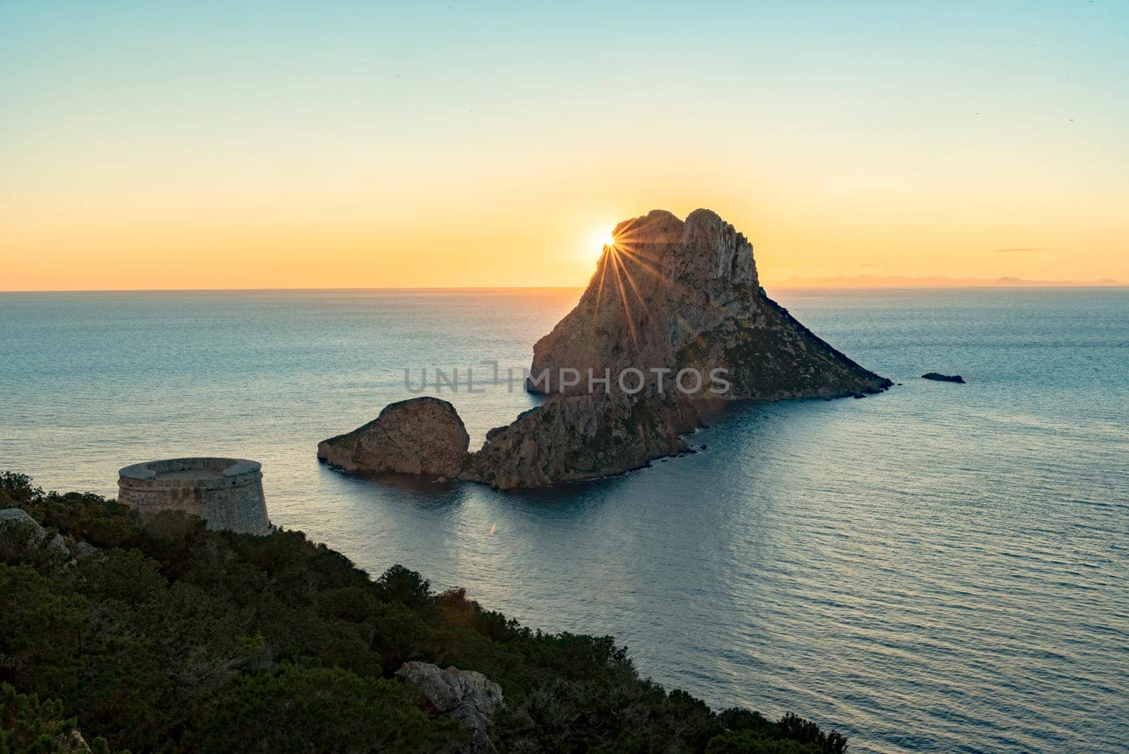 Sunset at Es Vedra and Es Vedranell at Ibiza.