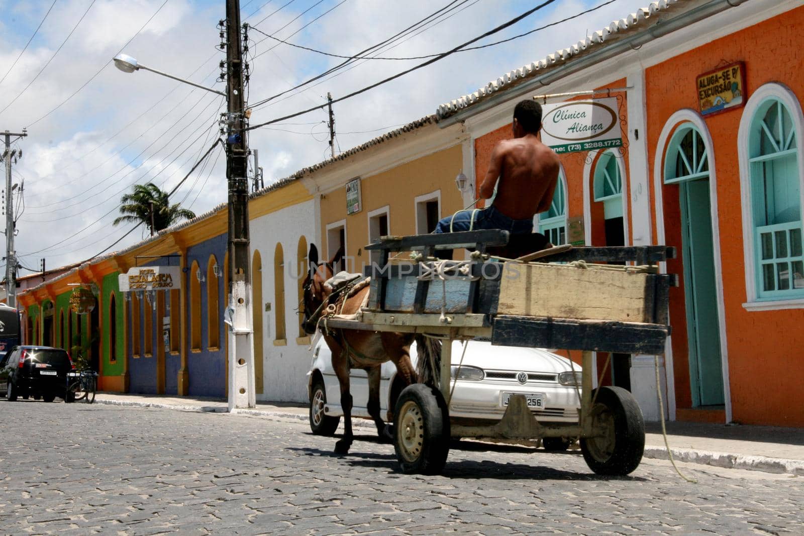 porto seguro, bahia / brazil - january 5, 2008: view of the colorful houses on Rua do Mangue in the city of Porto Seguro.