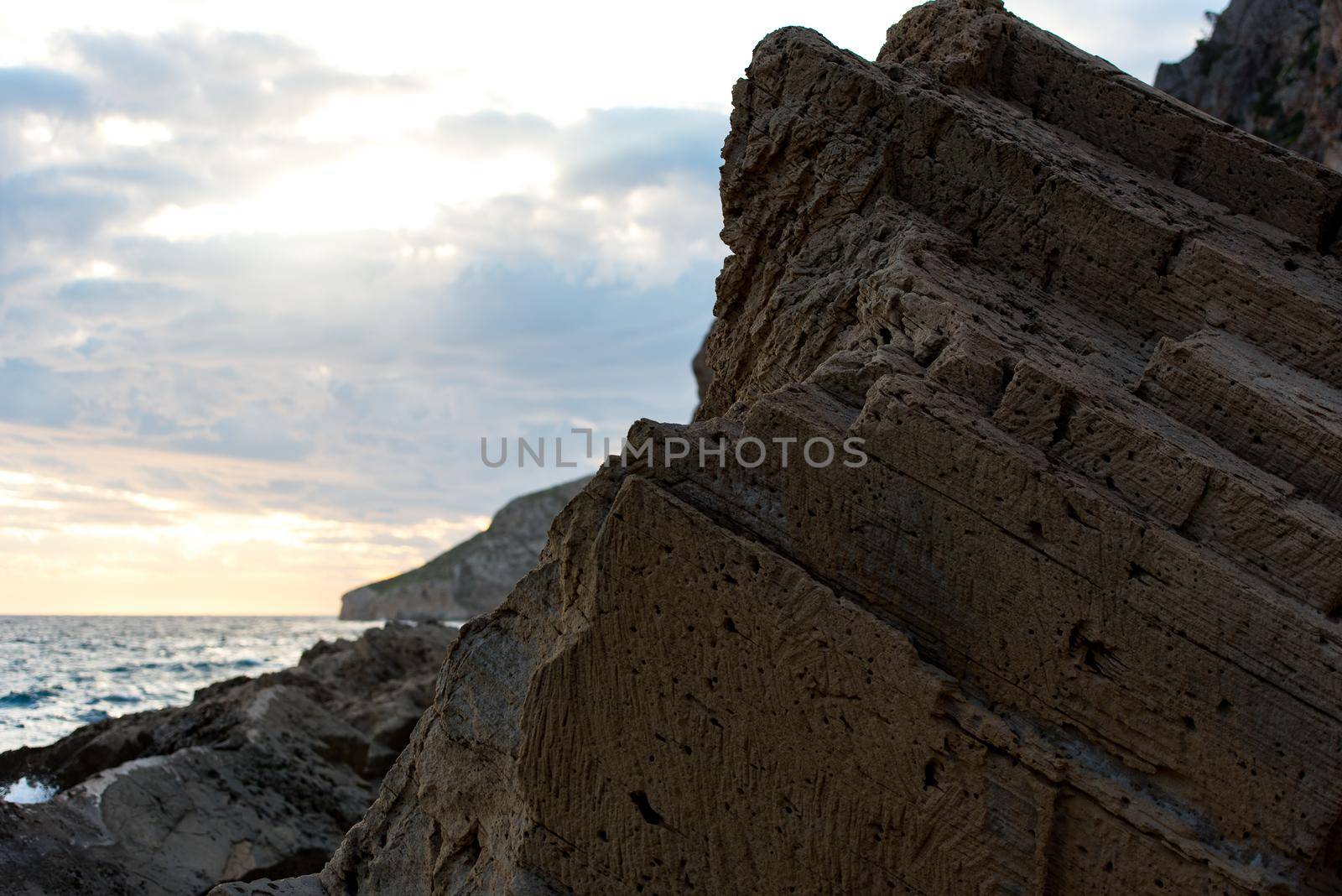 Ibiza, Spain - september 1 2019: Sa pedrera de Cala de Hort, Atlantis at late afternoon