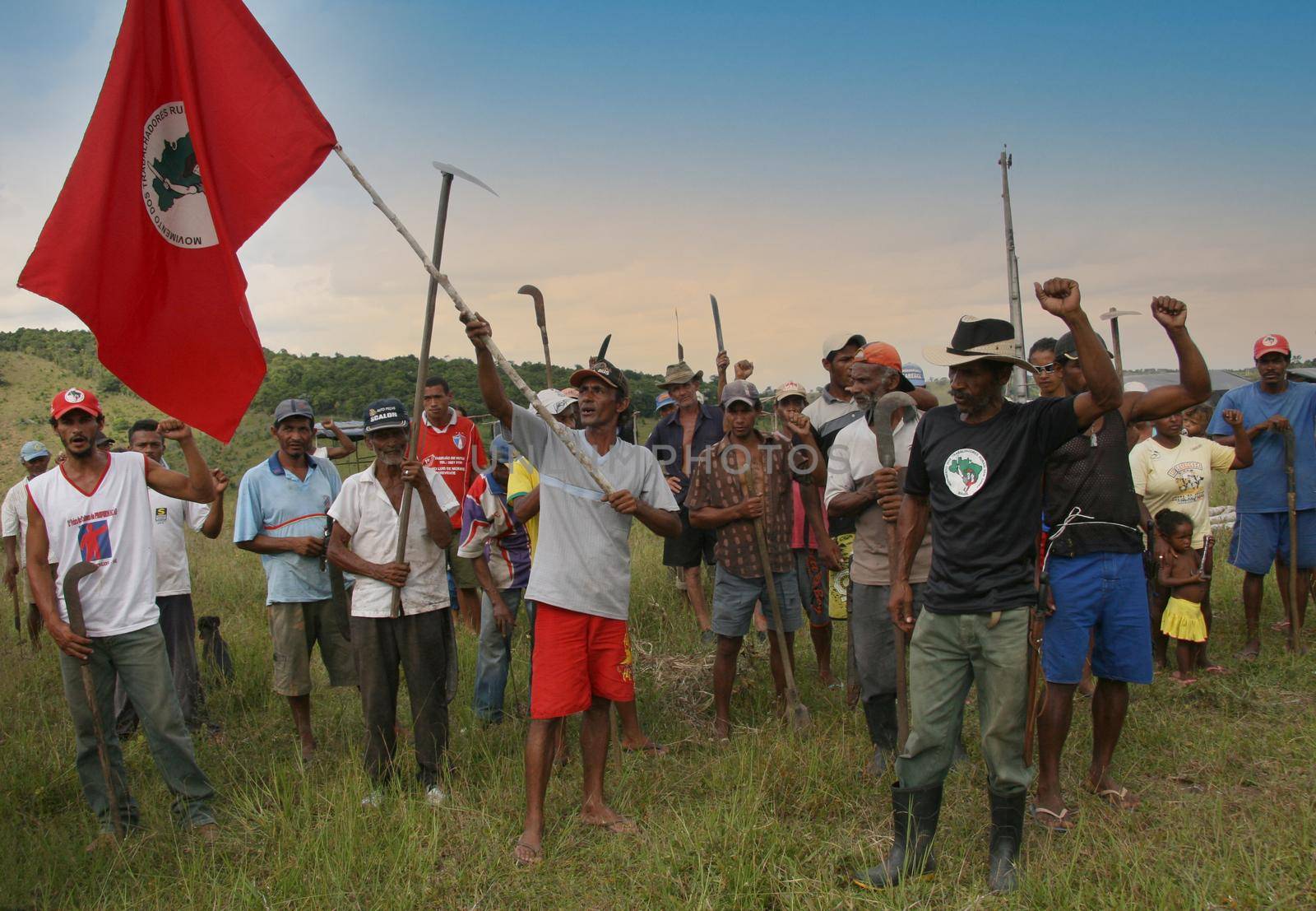 guaratinga, bahia, brazil - february 25, 2008: members of the Sem-Terra Movement - MST - during the occupation of one in the city of Guaratinga, in southern Bahia.