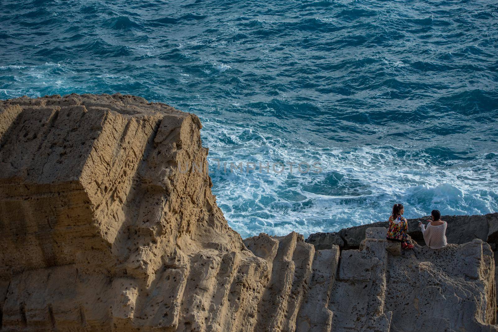 Ibiza, Spain - september 1 2019: Sa pedrera de Cala de Hort, Atlantis at late afternoon